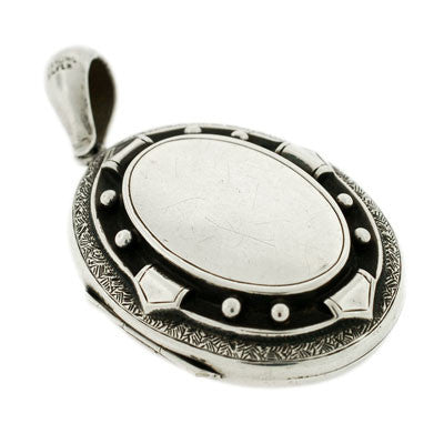 Victorian Sterling Silver Etched & Studded Locket