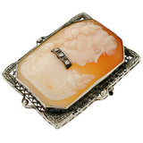 Late Victorian 14kt Diamond Carved Cameo Pin/Pendant