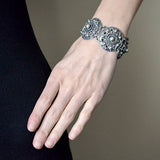 Art Deco Continental Silver Handwrought Link Bracelet