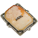 Late Victorian 14kt Diamond Carved Cameo Pin/Pendant