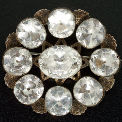 Victorian Large Sterling & French Paste Cluster Pin