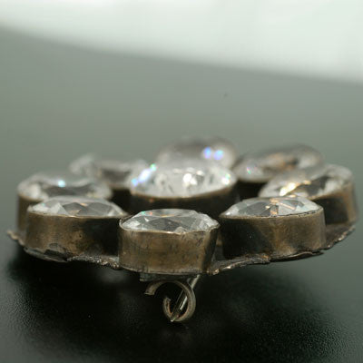 Victorian Large Sterling & French Paste Cluster Pin