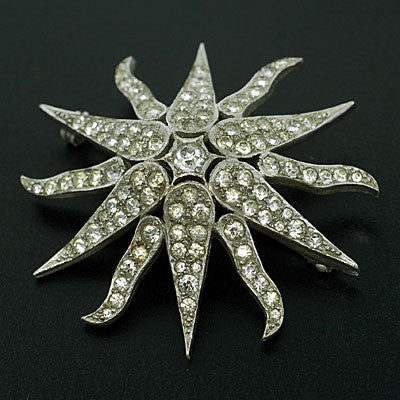 Late Victorian Sterling & French Paste Sunburst Pin