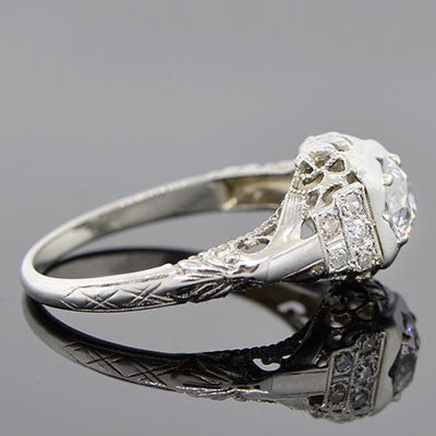 Art Deco 18kt Gold Diamond Engagement Ring .67ct