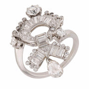 Art Deco Platinum Diamond Briolette Ring