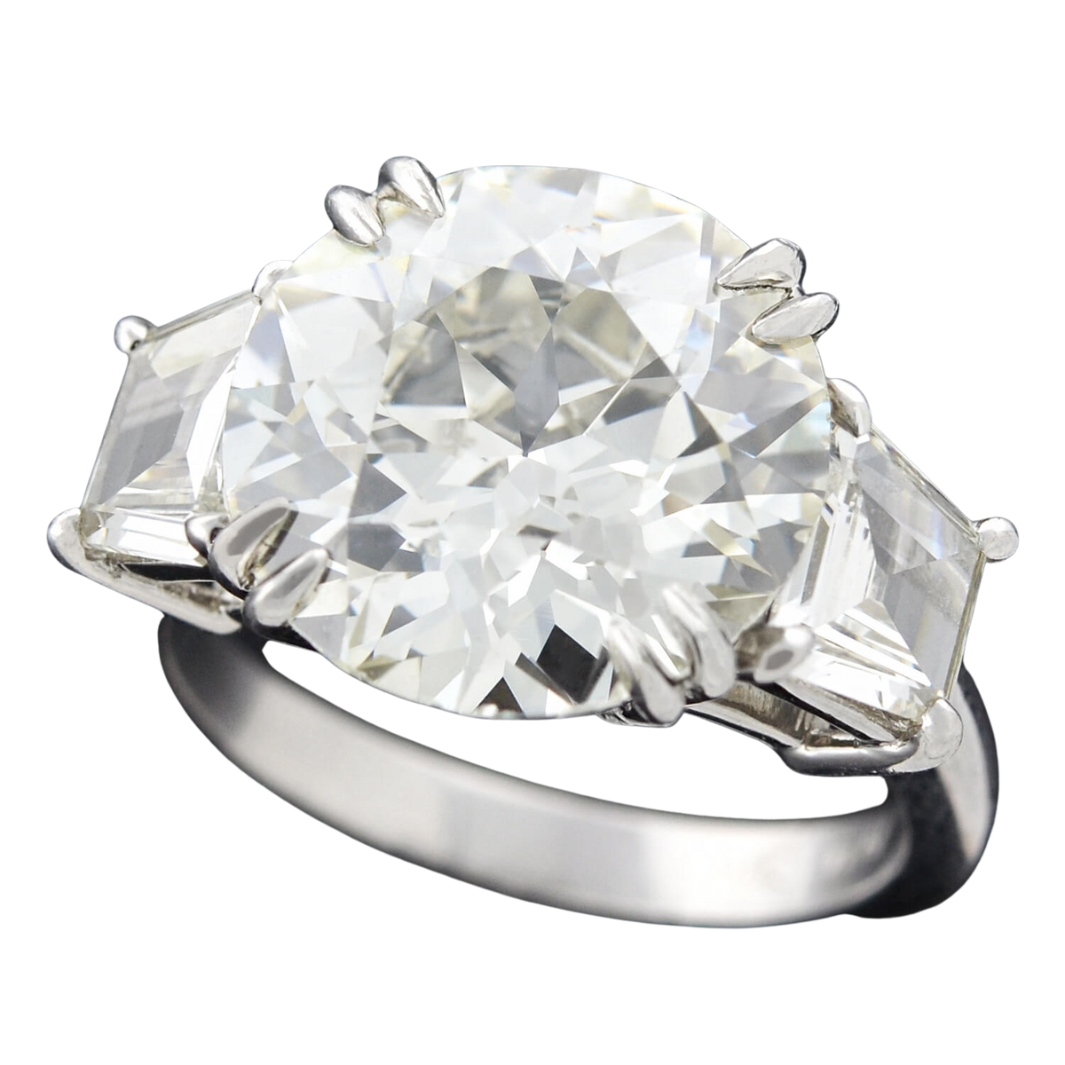 Vintage Platinum Old European Cut Diamond Engagement Ring 6.29ct center