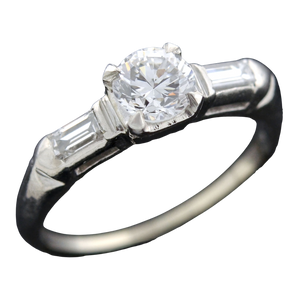 Retro Platinum Diamond Engagement Ring 0.52ct