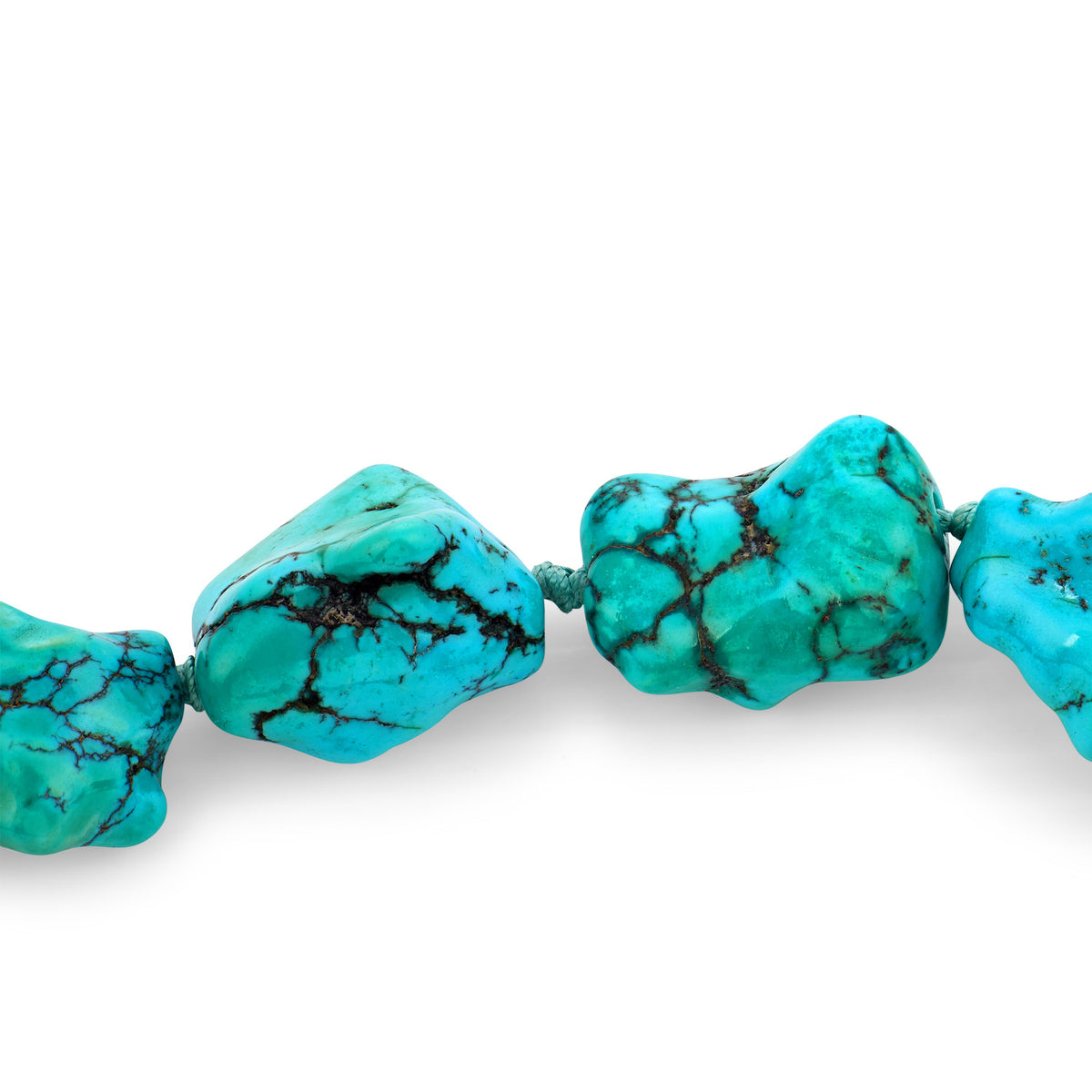 Retro Chinese 14k Turquoise Nugget Necklace