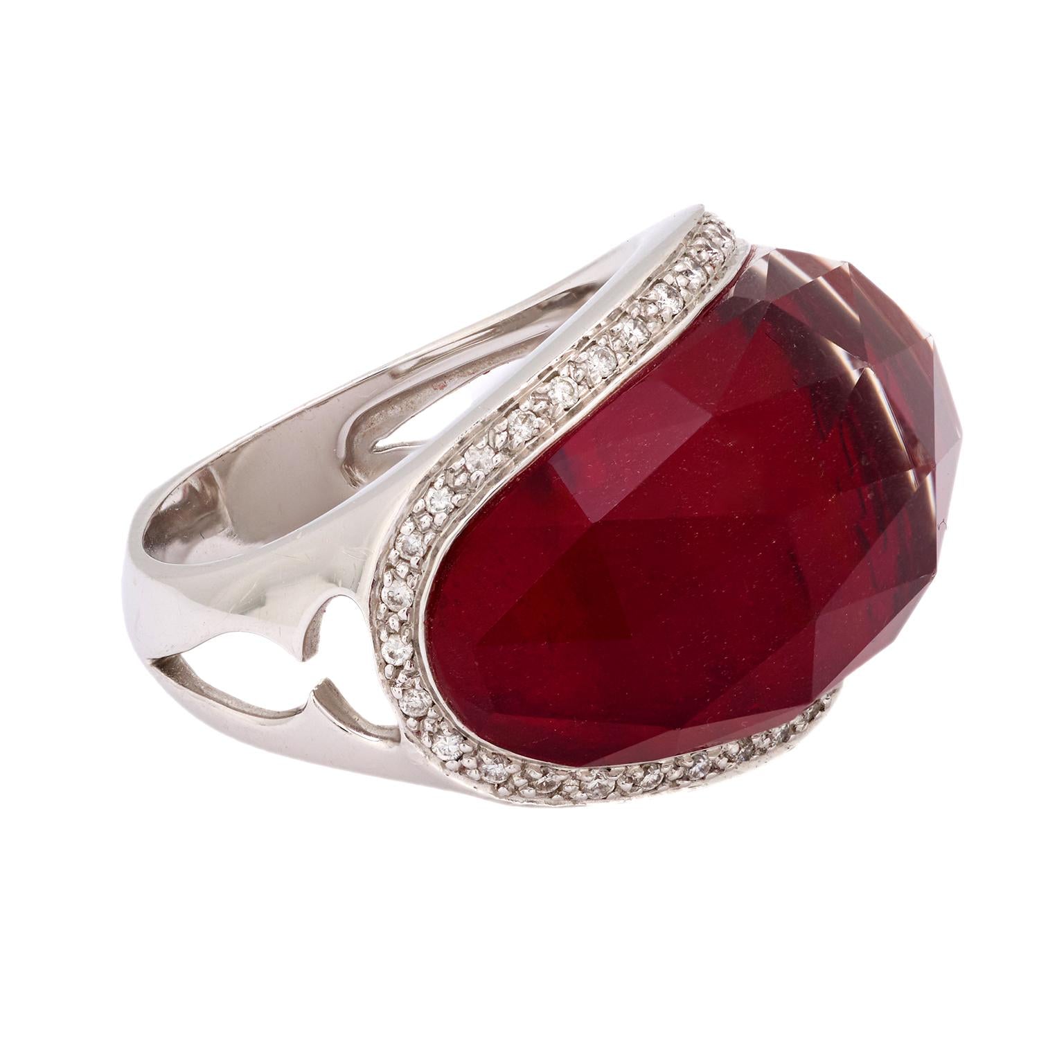 STEPHEN WEBSTER Estate 18k Diamond, Garnet, and Quartz Crystal Haze Ring