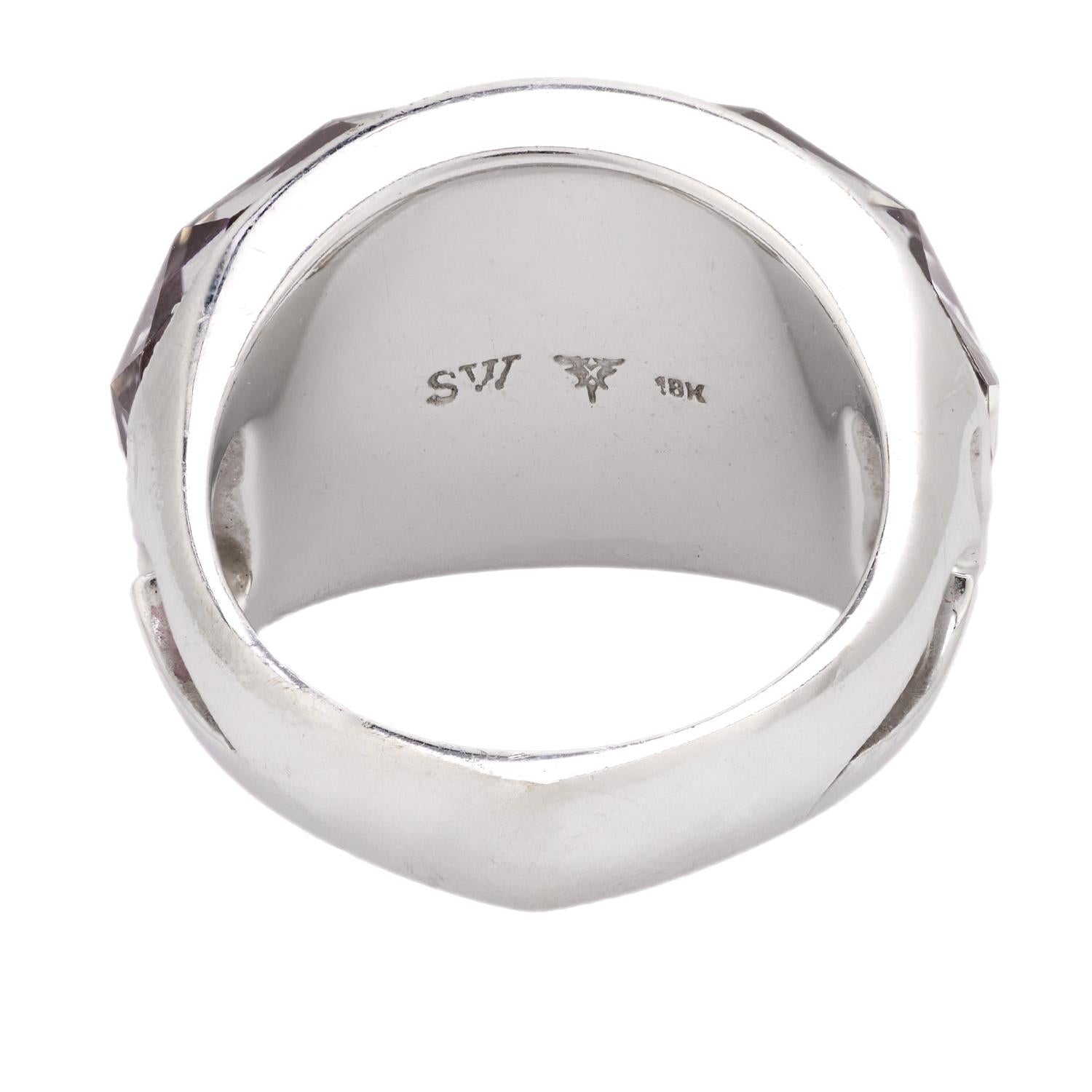 STEPHEN WEBSTER Estate 18k Diamond, Garnet, and Quartz Crystal Haze Ring