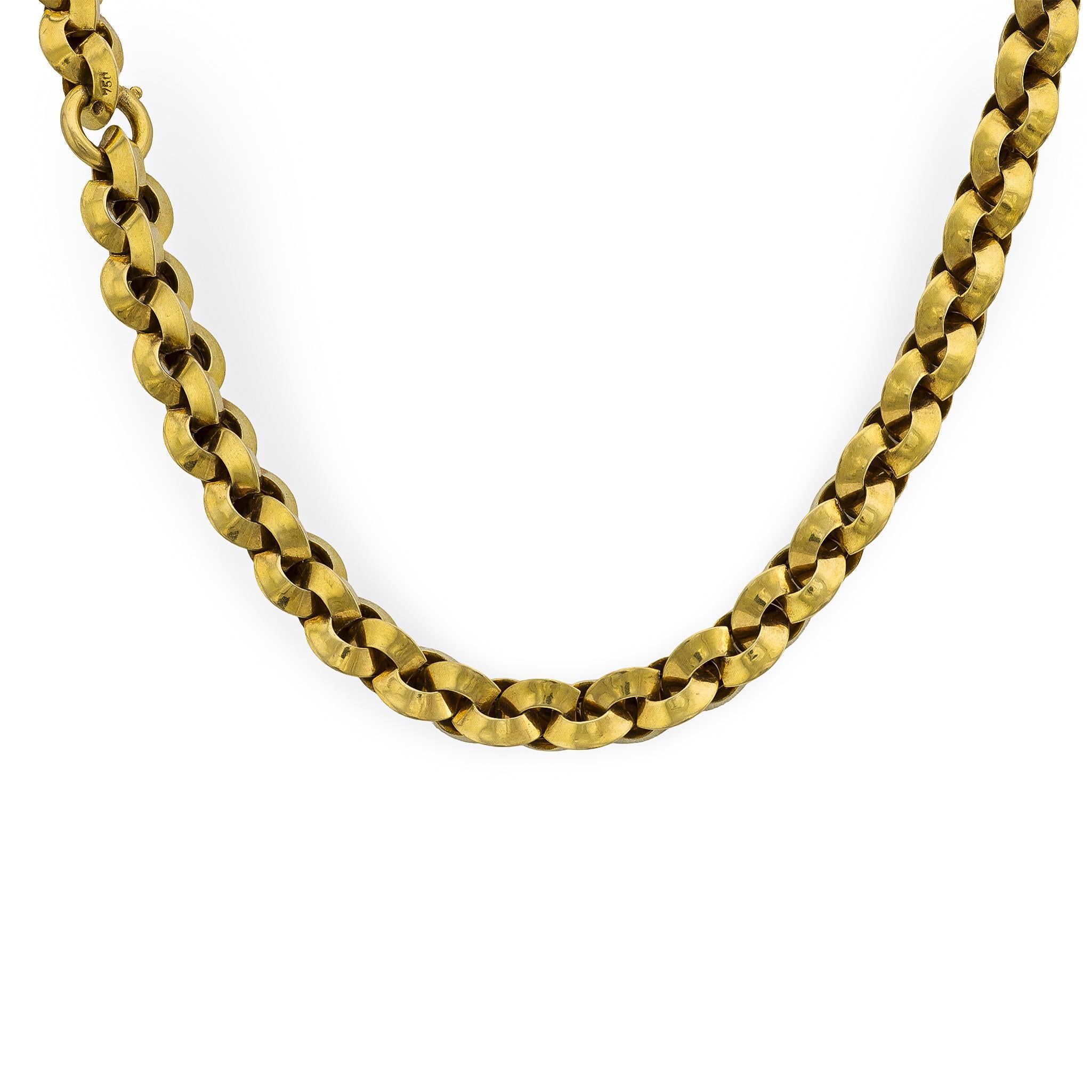 Vintage 18k Gold Rolo Link Necklace 25"