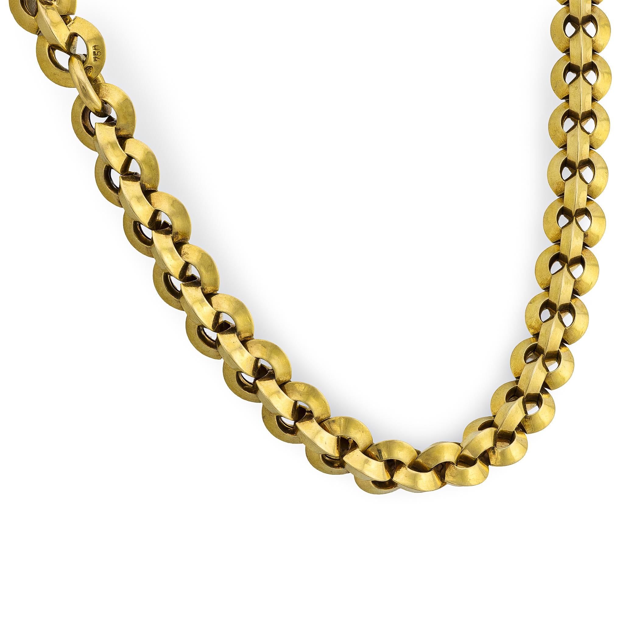 Vintage 18k Gold Rolo Link Necklace 25"