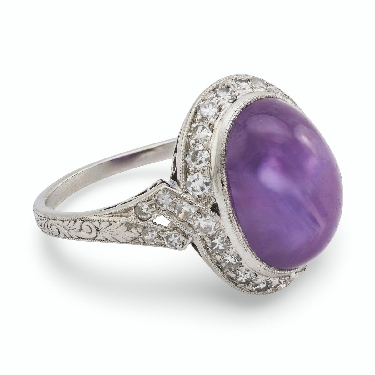 Art Deco Platinum Ruby & Diamond Halo Ring