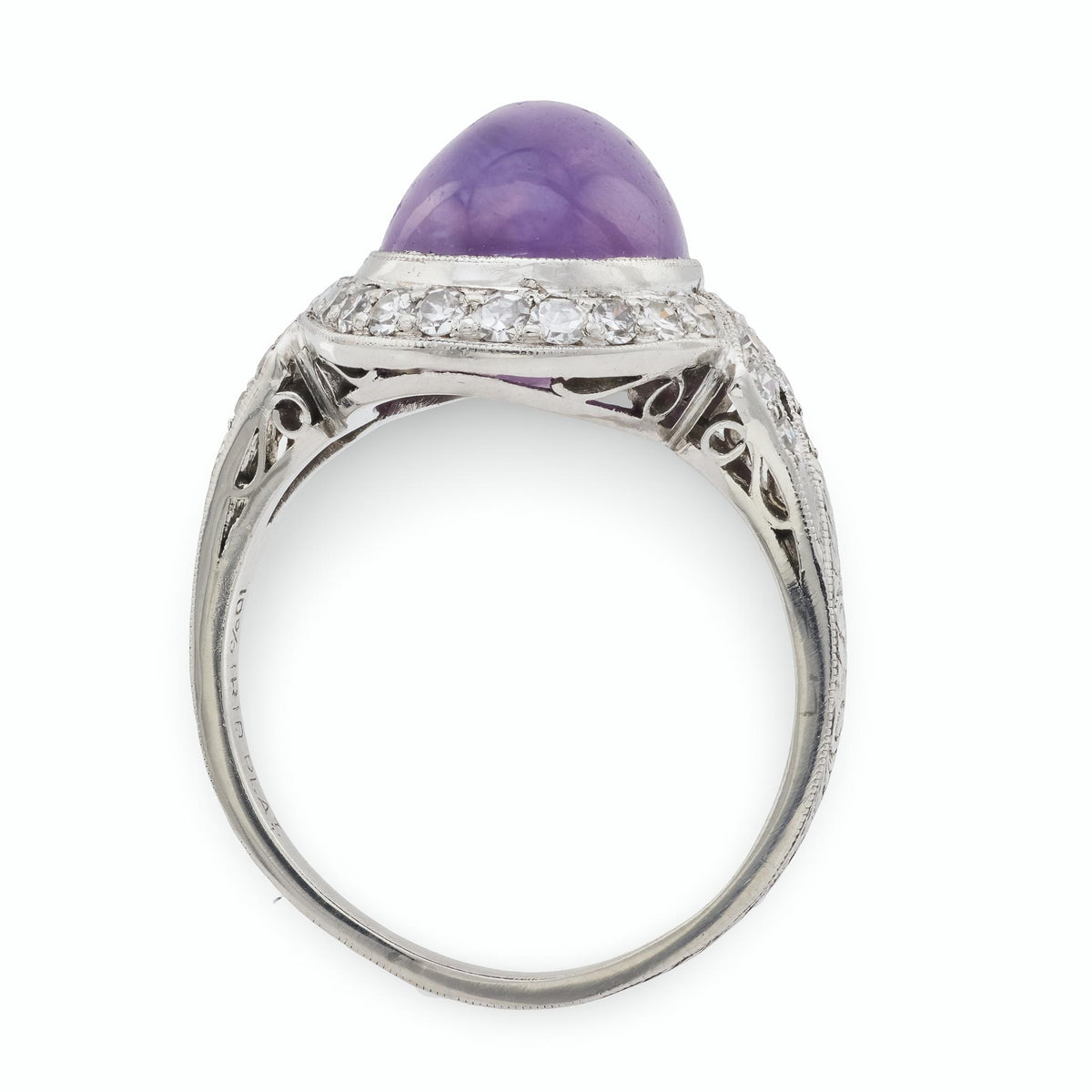 Art Deco Platinum Ruby & Diamond Halo Ring
