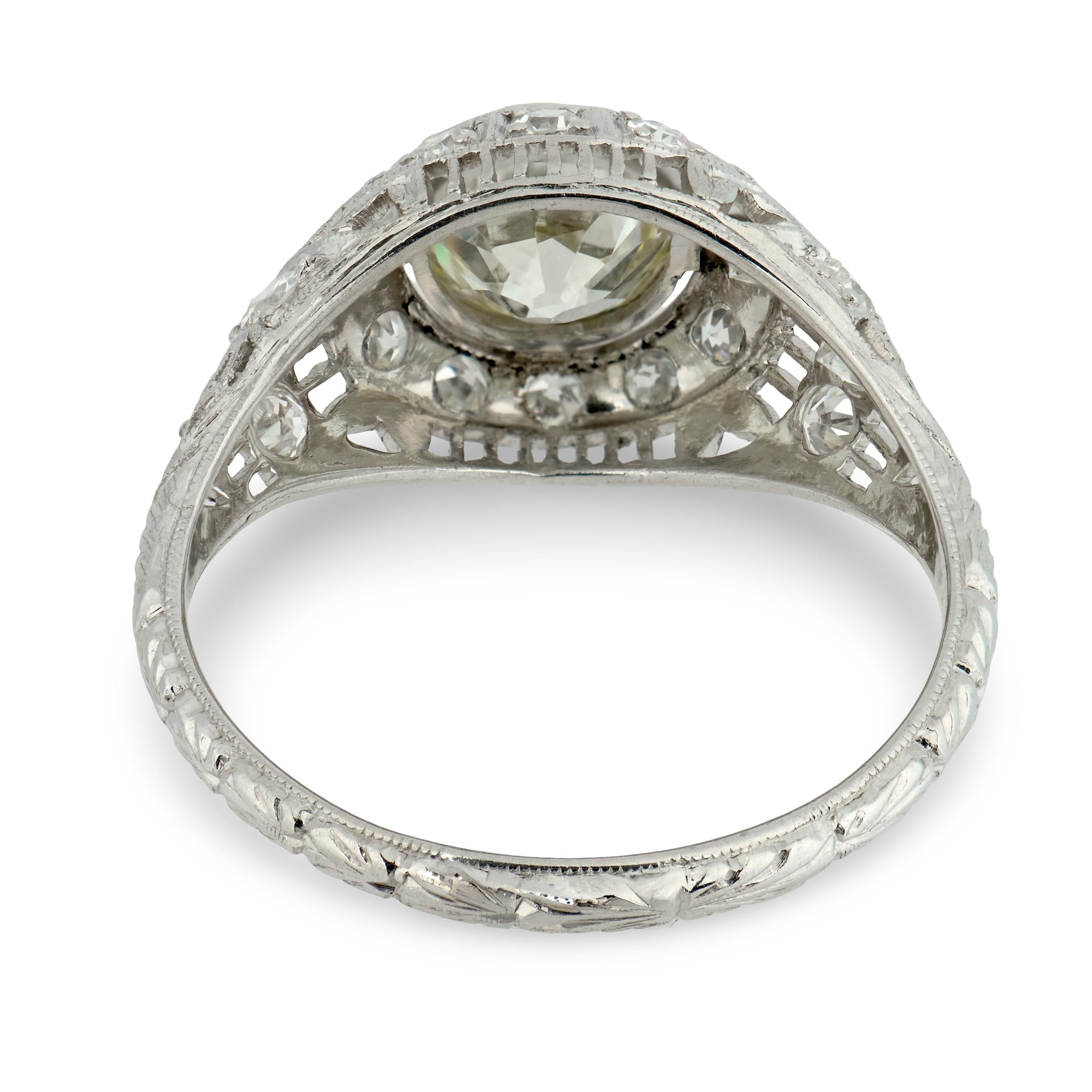 Art Deco Platinum Diamond Engagement Ring 1.57ct