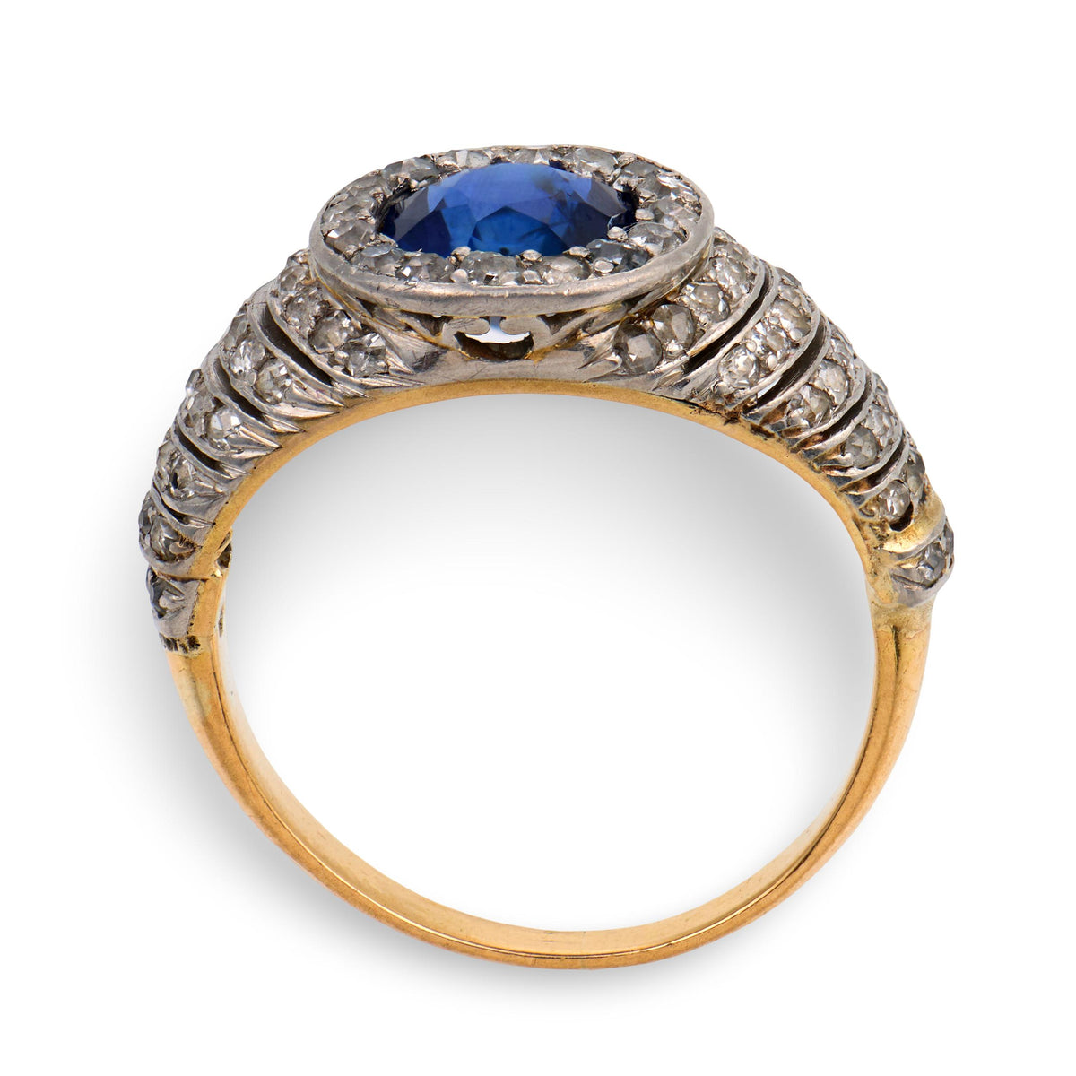 Edwardian 18k/Platinum Sapphire & Diamond Ring
