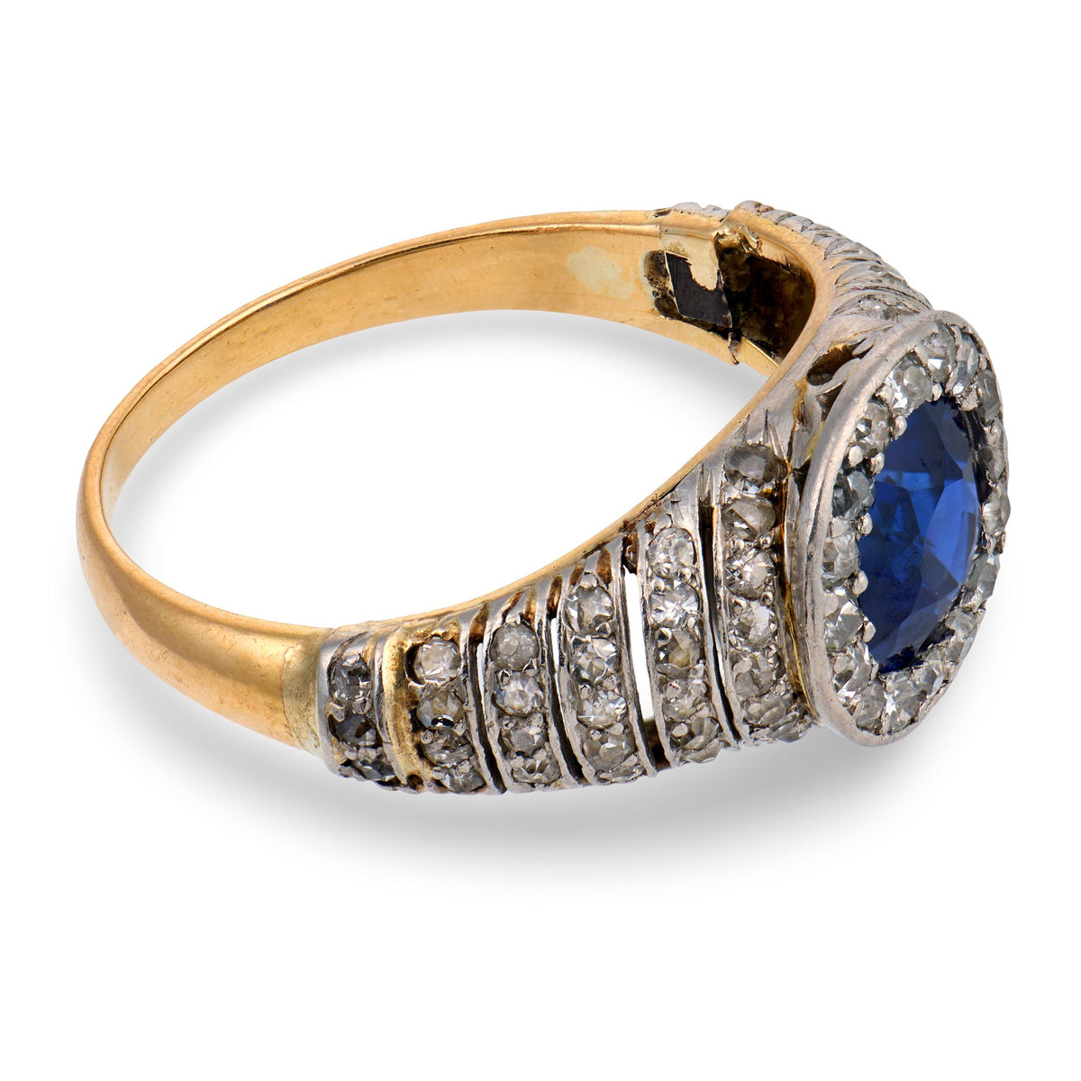 Edwardian 18k/Platinum Sapphire & Diamond Ring