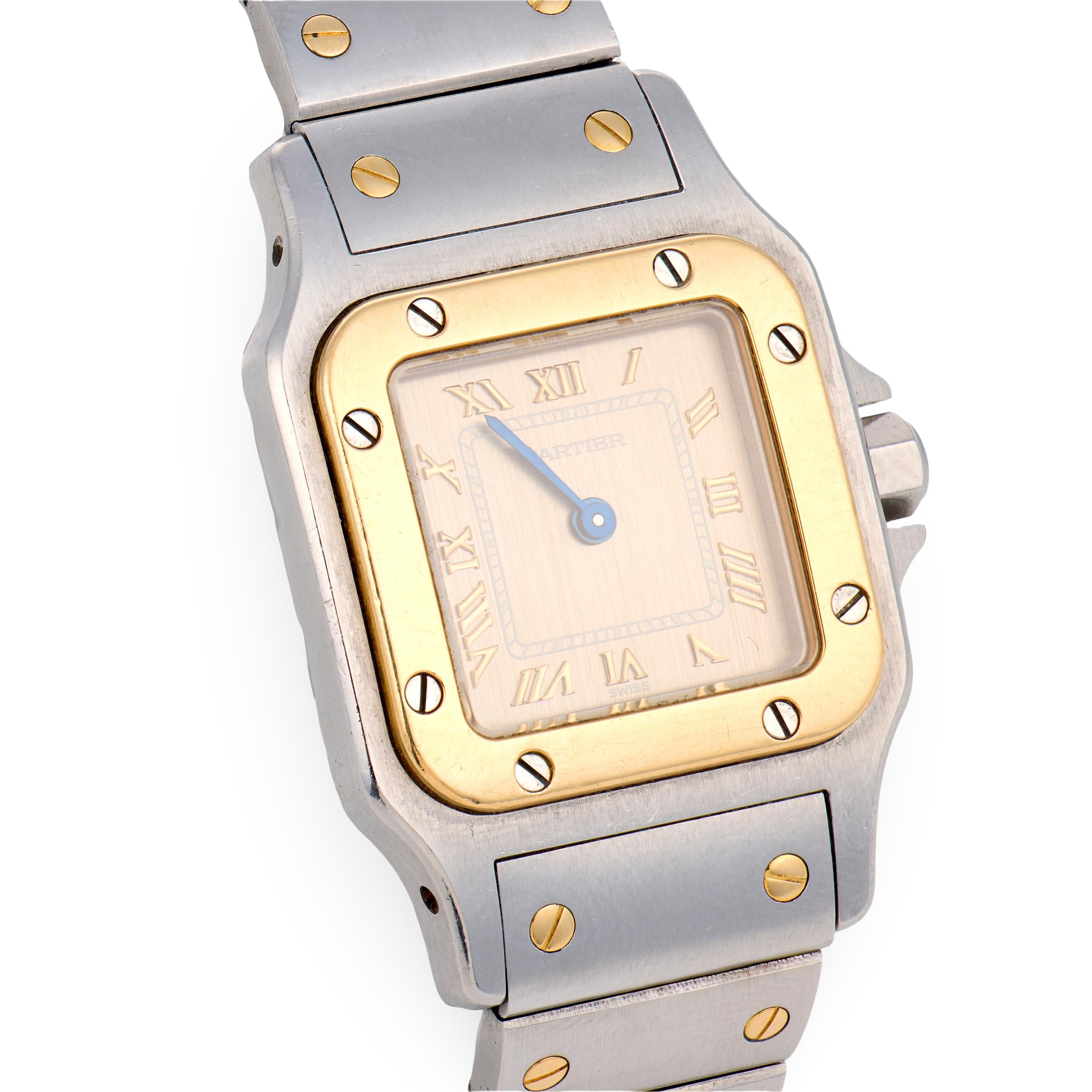 CARTIER  Estate 18k/Stainless Steel Santos Two-Tone Ladies Watch