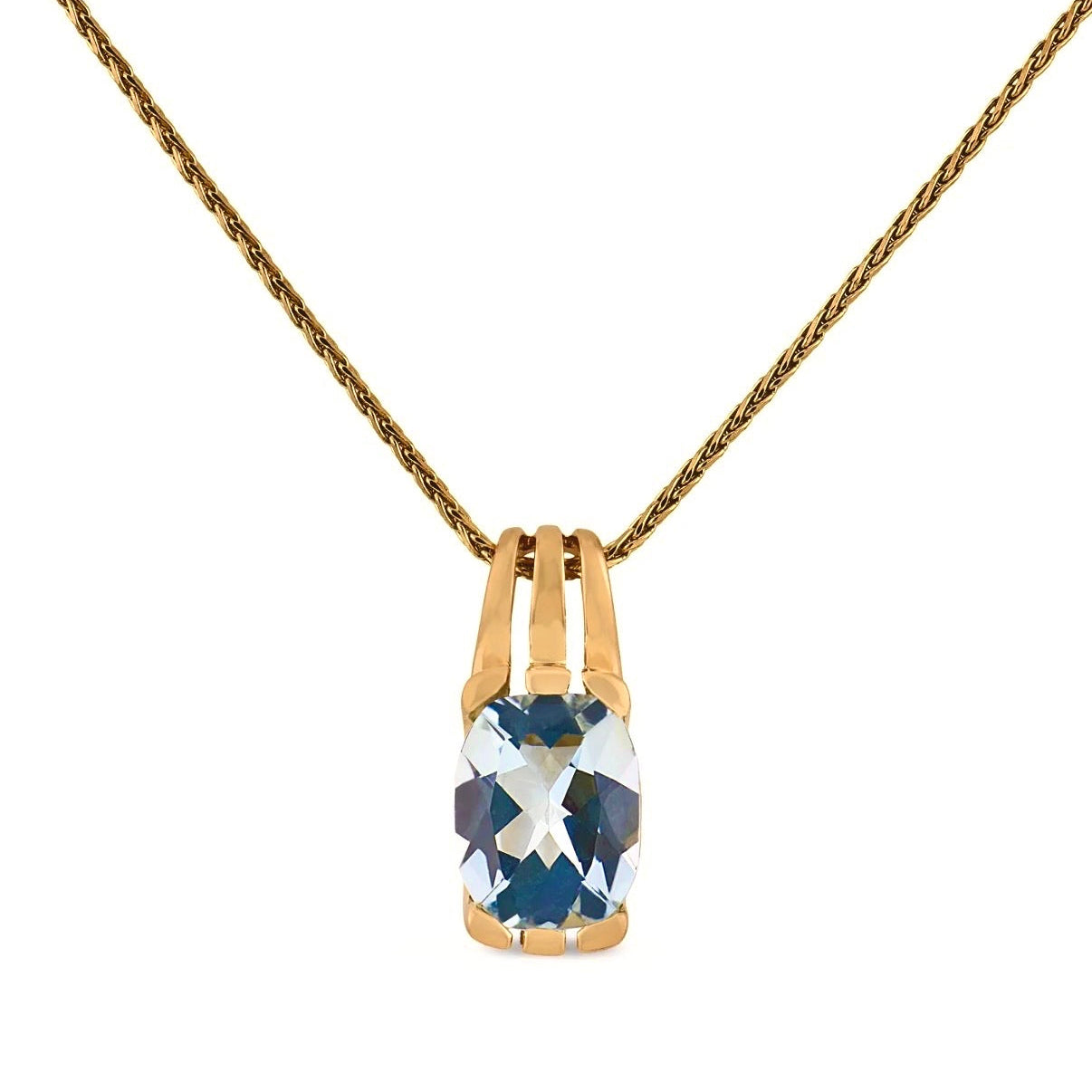 Estate 14k Aqua Pendant Necklace