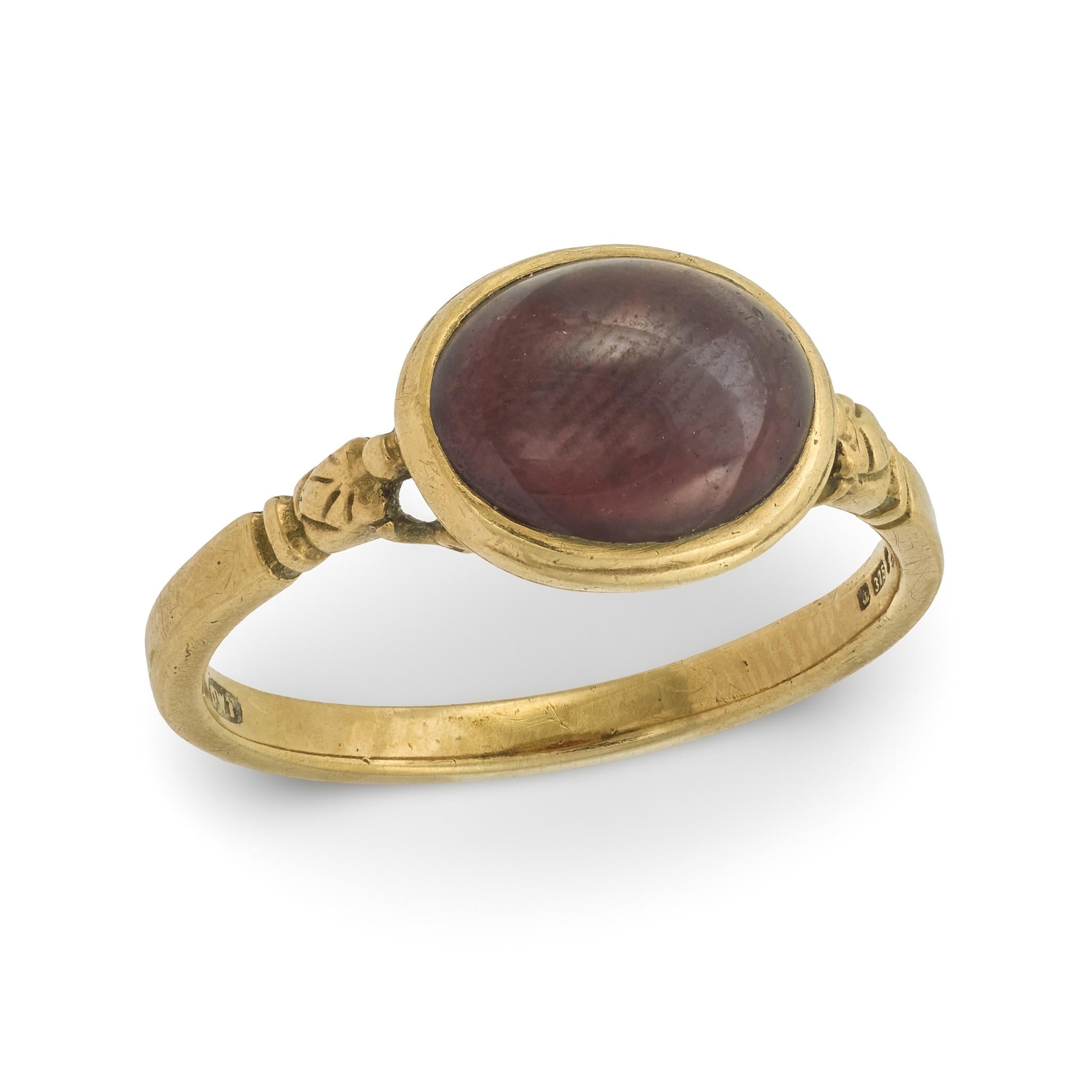 Art Deco English 9k Garnet Ring