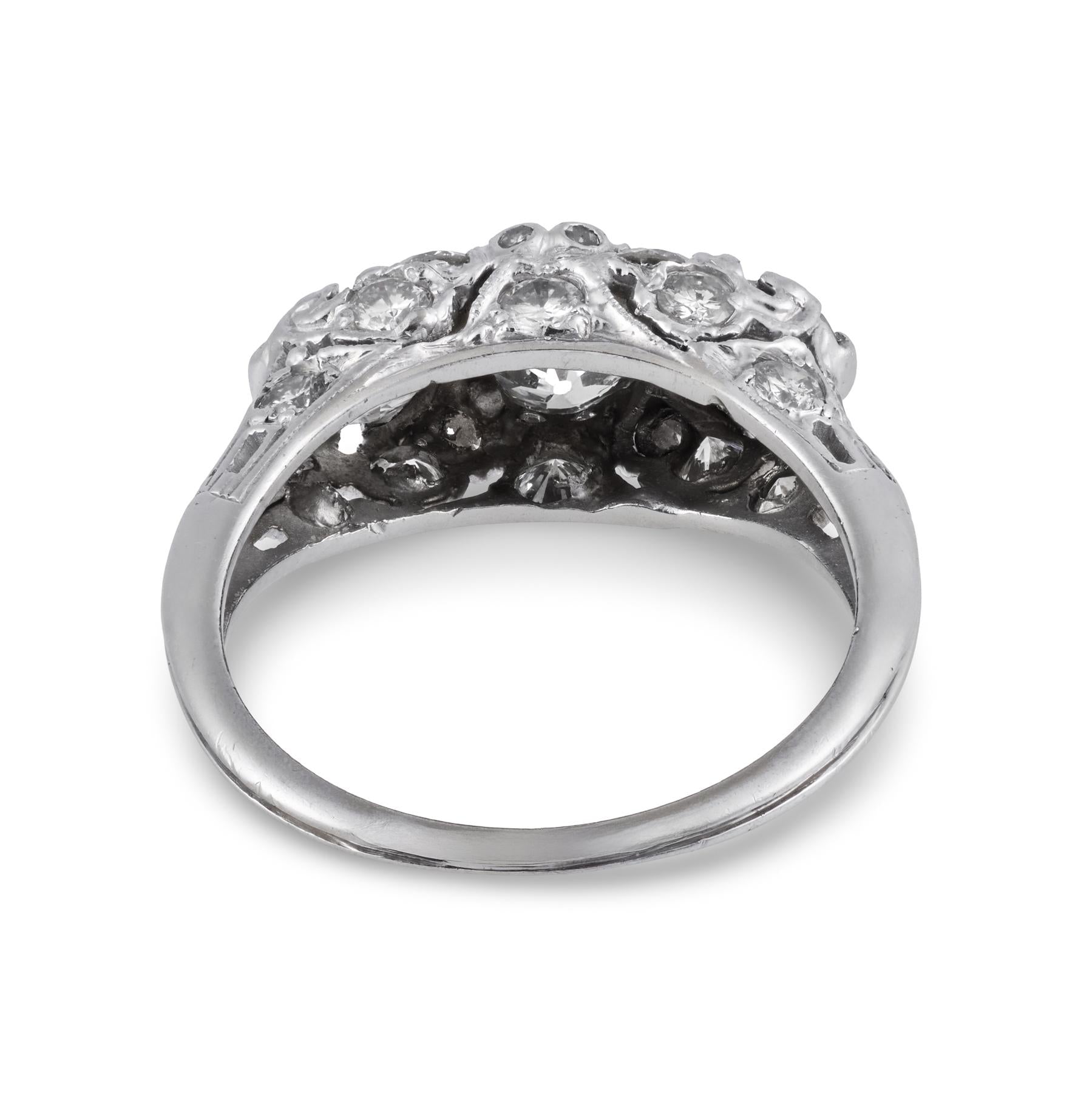 Art Deco Platinum Diamond Three Stone Ring