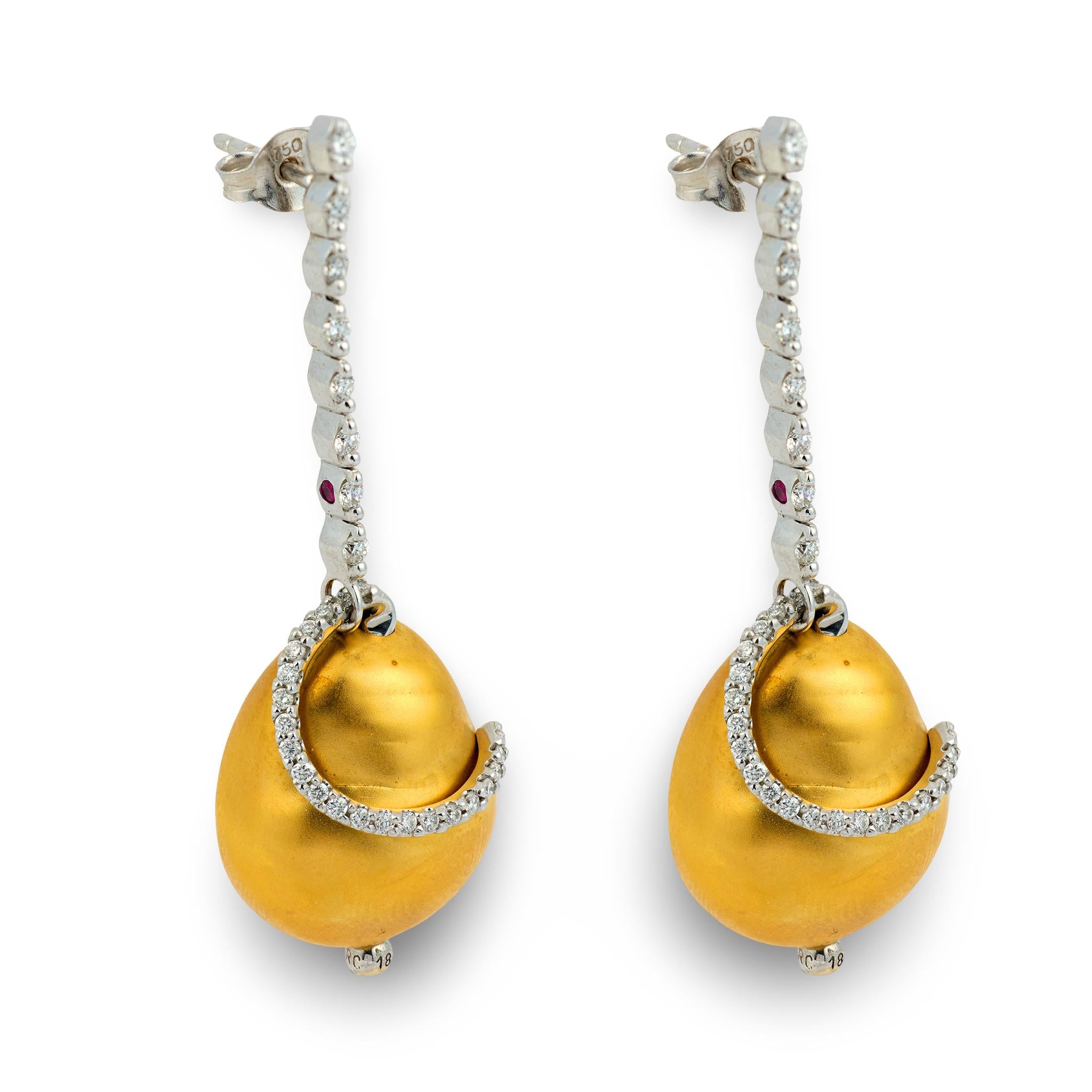 ROBERTO COIN Estate 18k Diamond "Nugget" Dangle Earrings