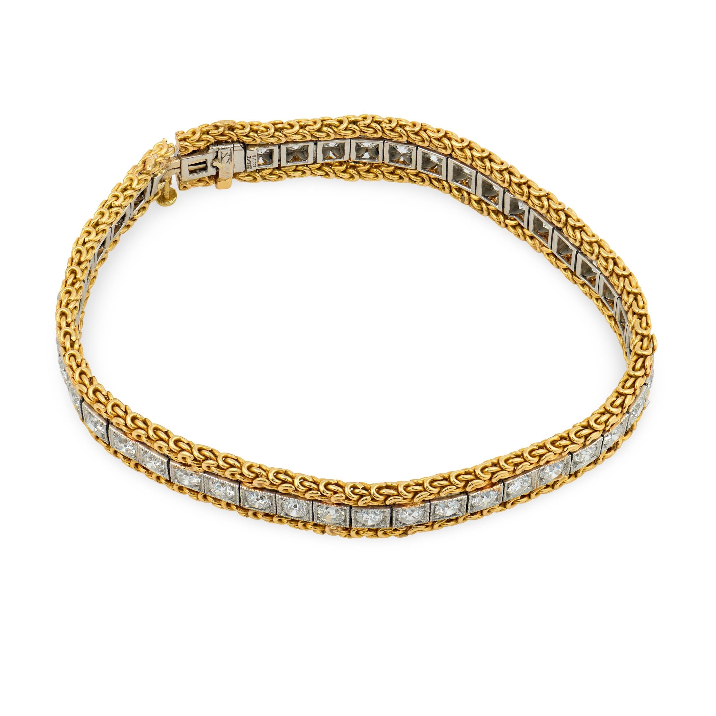 Art Deco 14k/Platinum Diamond Line Bracelet