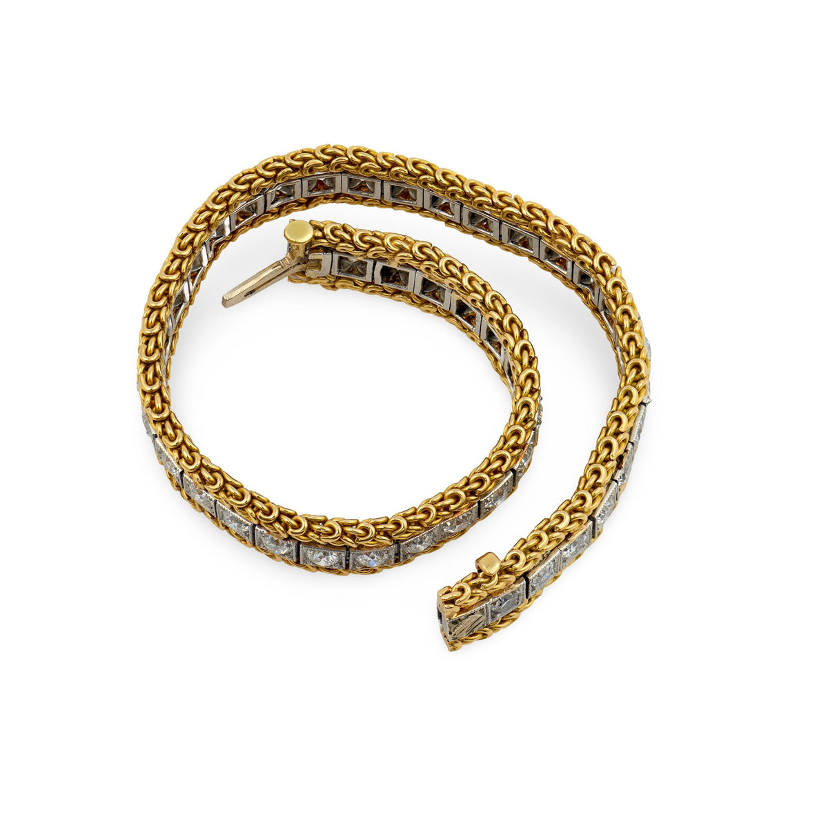 Art Deco 14k/Platinum Diamond Line Bracelet