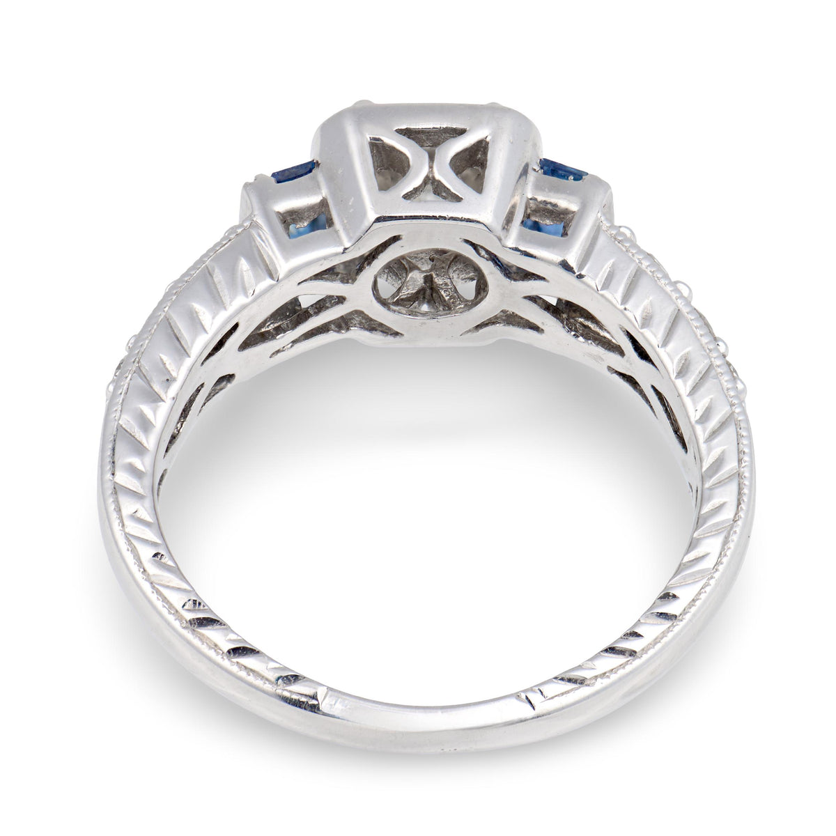 Estate 14k Diamond & Sapphire Engagement Ring .60ct