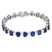 Estate Platinum Sapphire and Diamond Tennis Bracelet