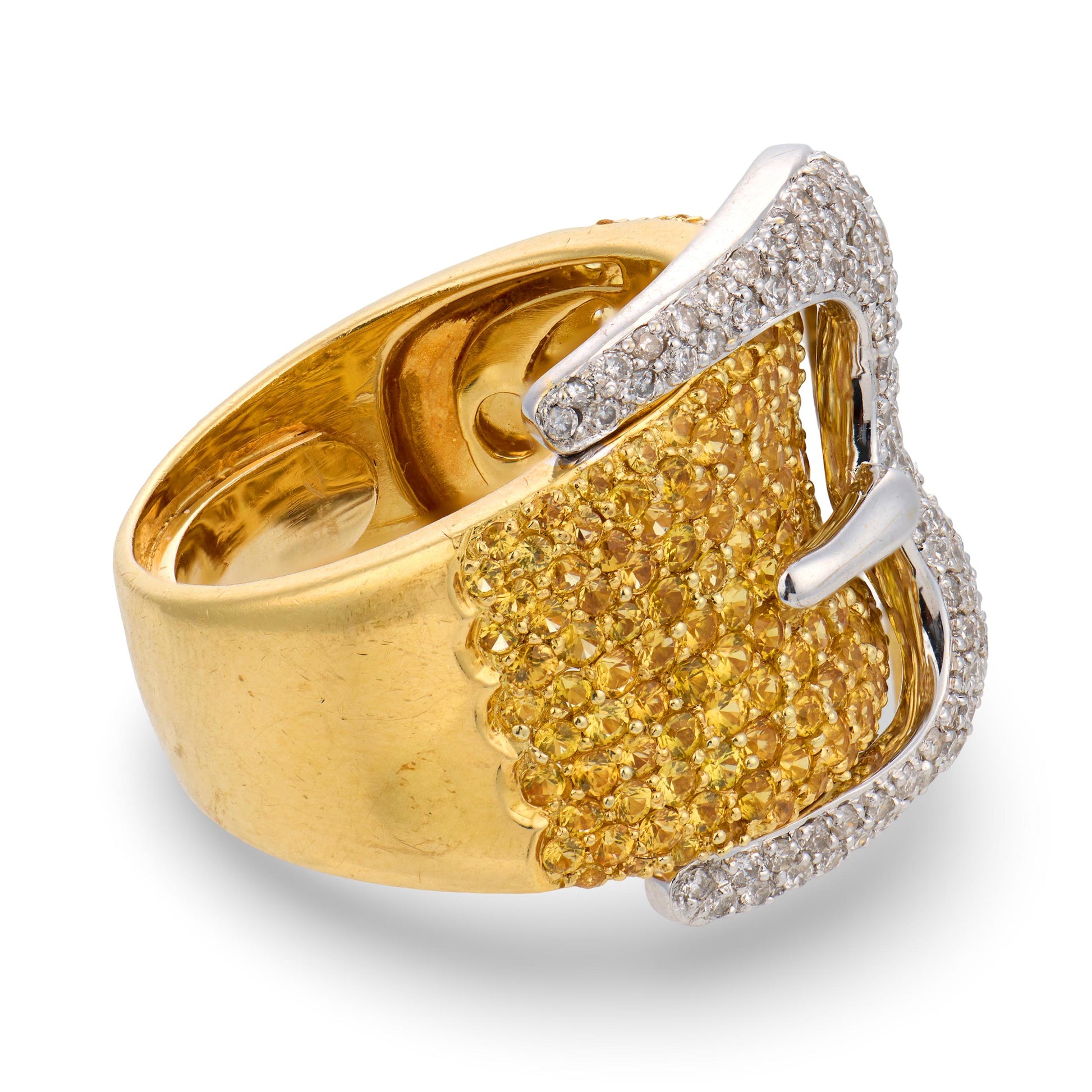 Estate 18k Diamond Buckle Ring