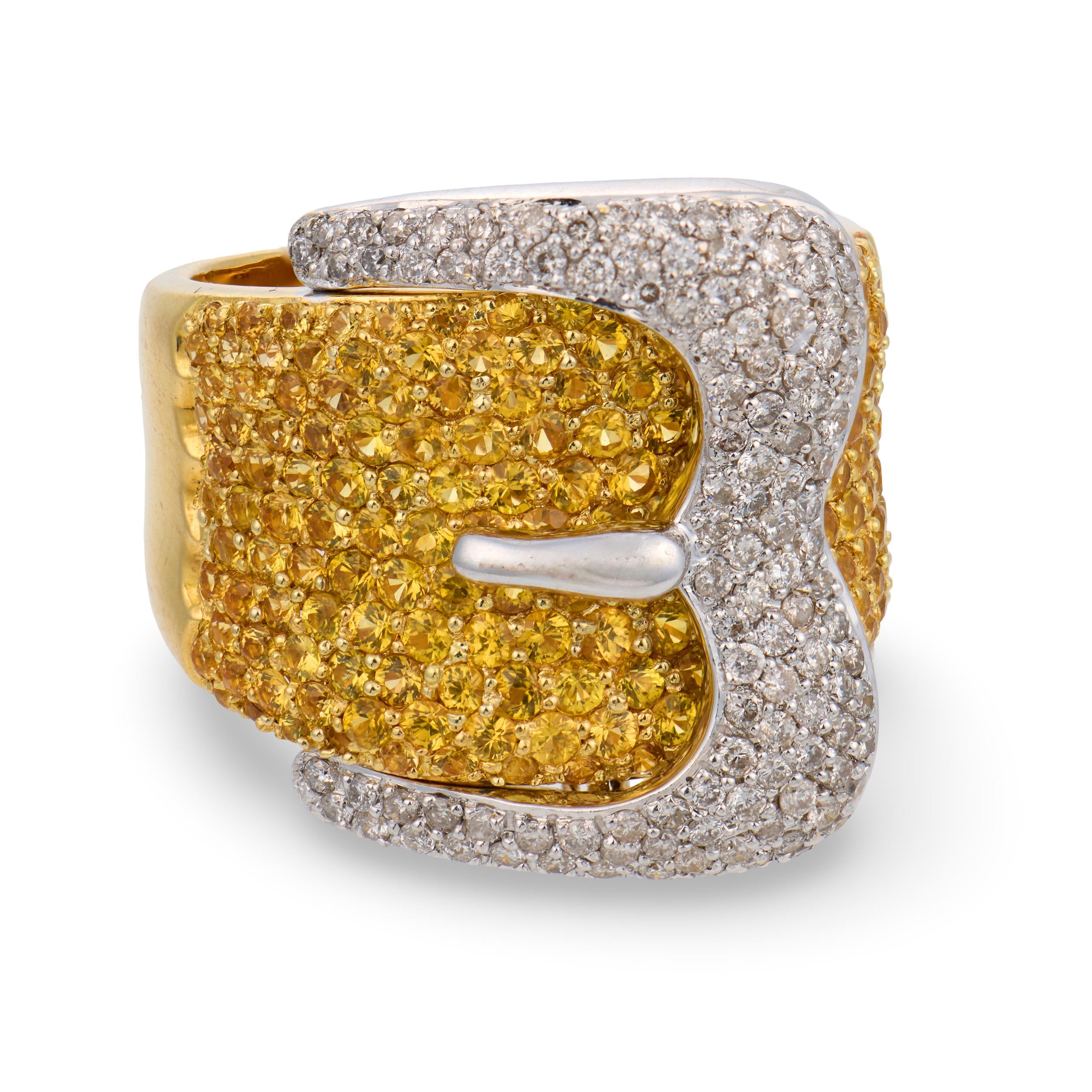 Estate 18k Diamond Buckle Ring