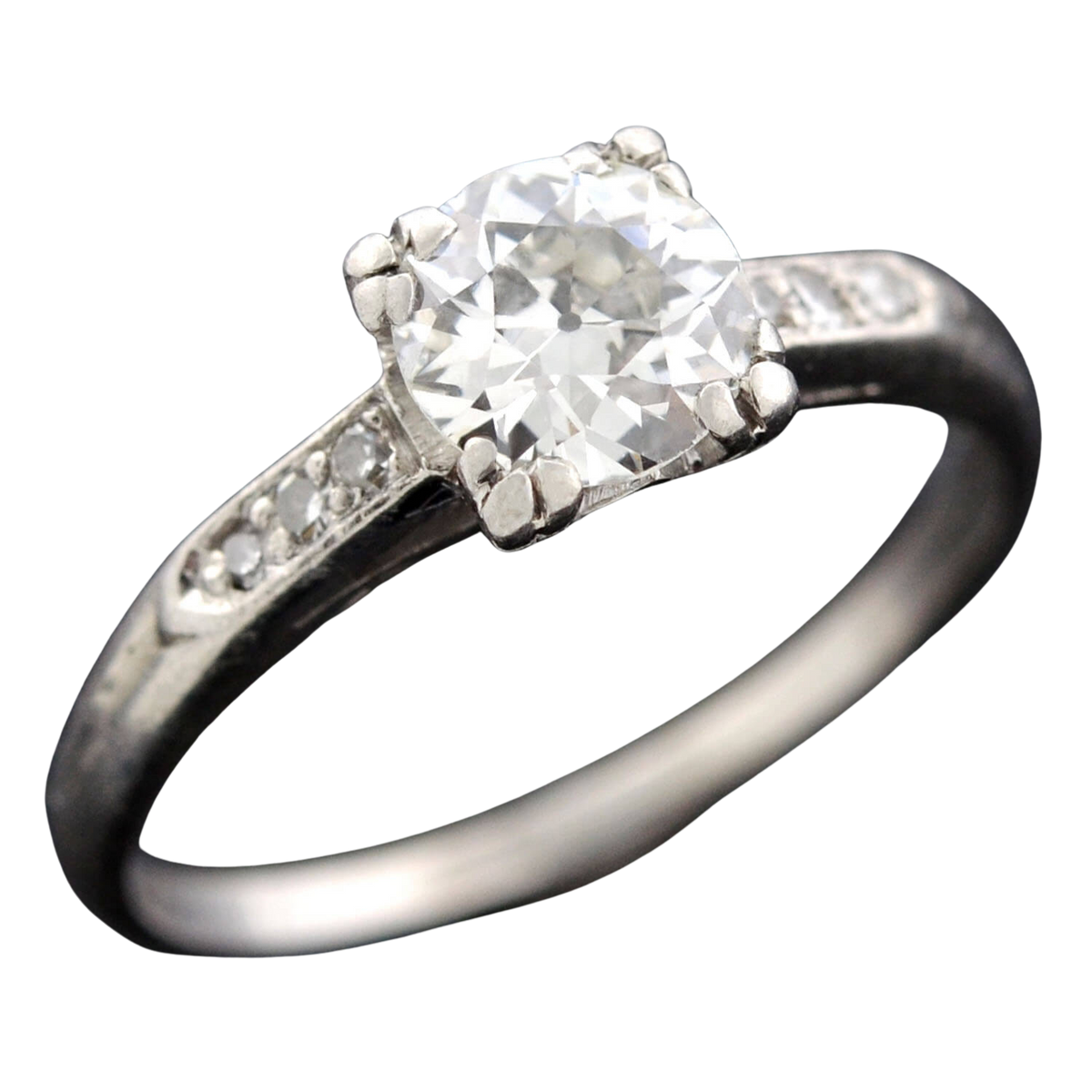 Retro Platinum Diamond Engagement Ring 0.68ct