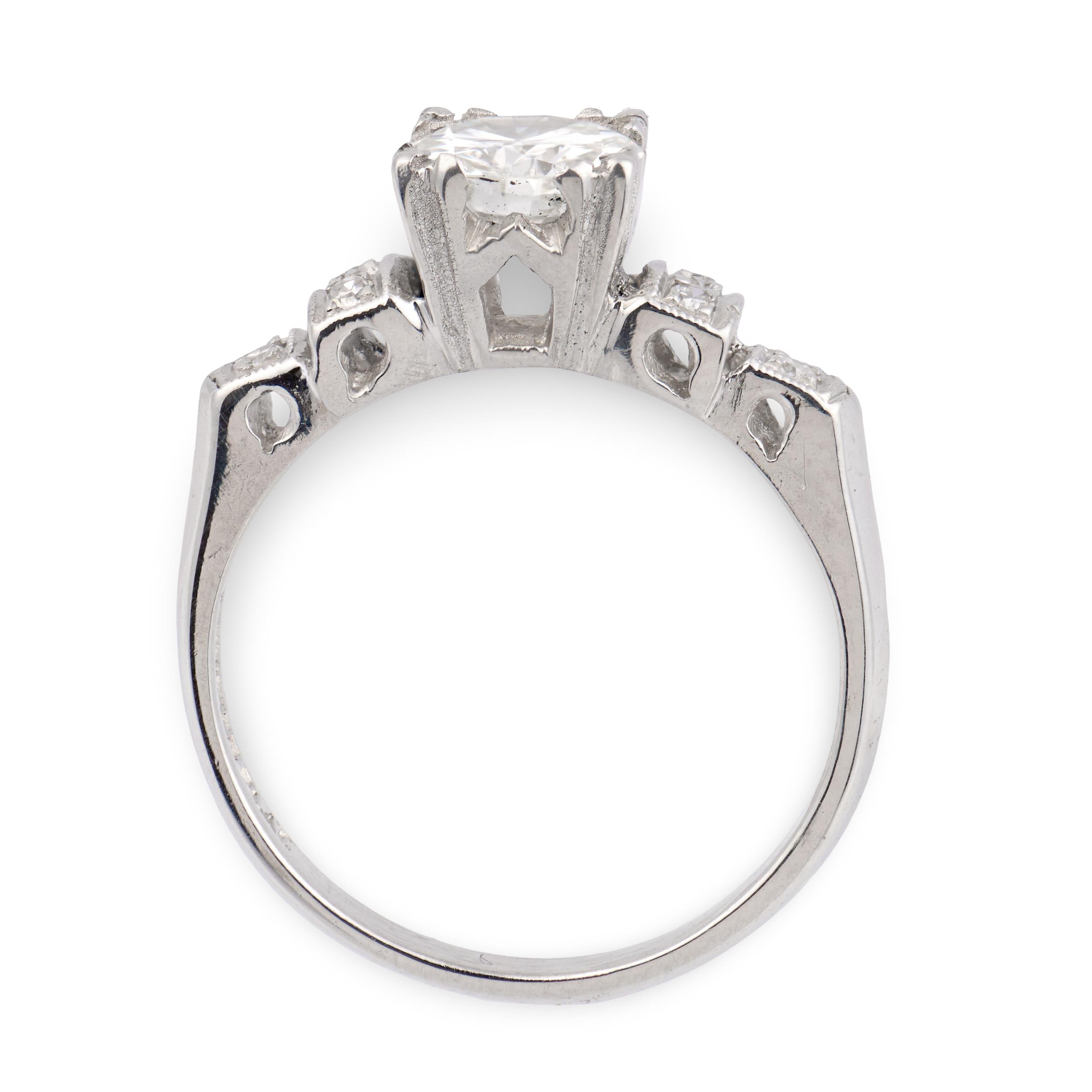 Retro Platinum Diamond Engagement Ring 1.06ct