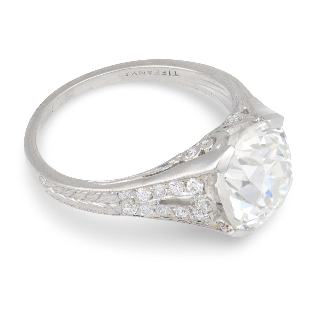 TIFFANY & CO. Art Deco Platinum GIA Diamond Engagement Ring 3.03ct