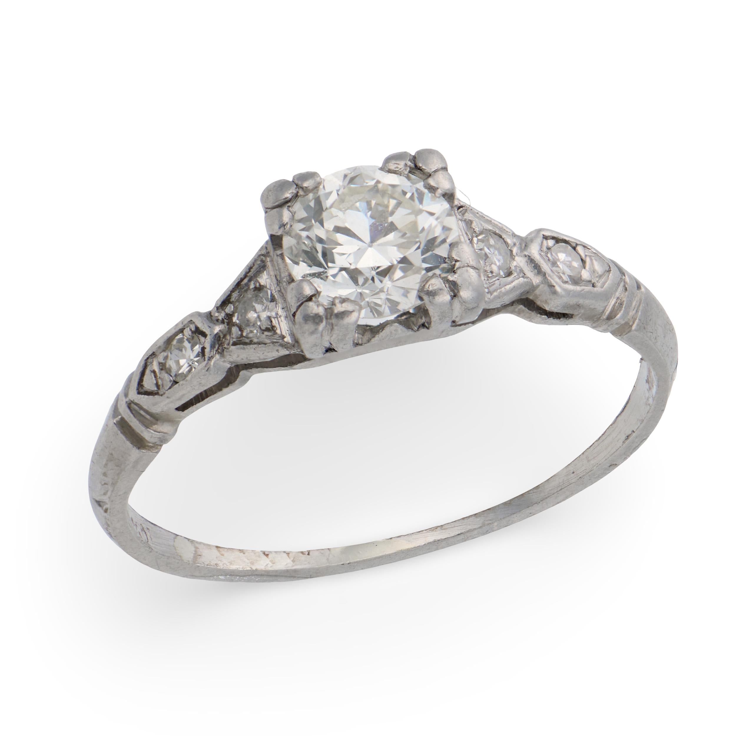 Art Deco Platinum Diamond Engagement Ring .45ct
