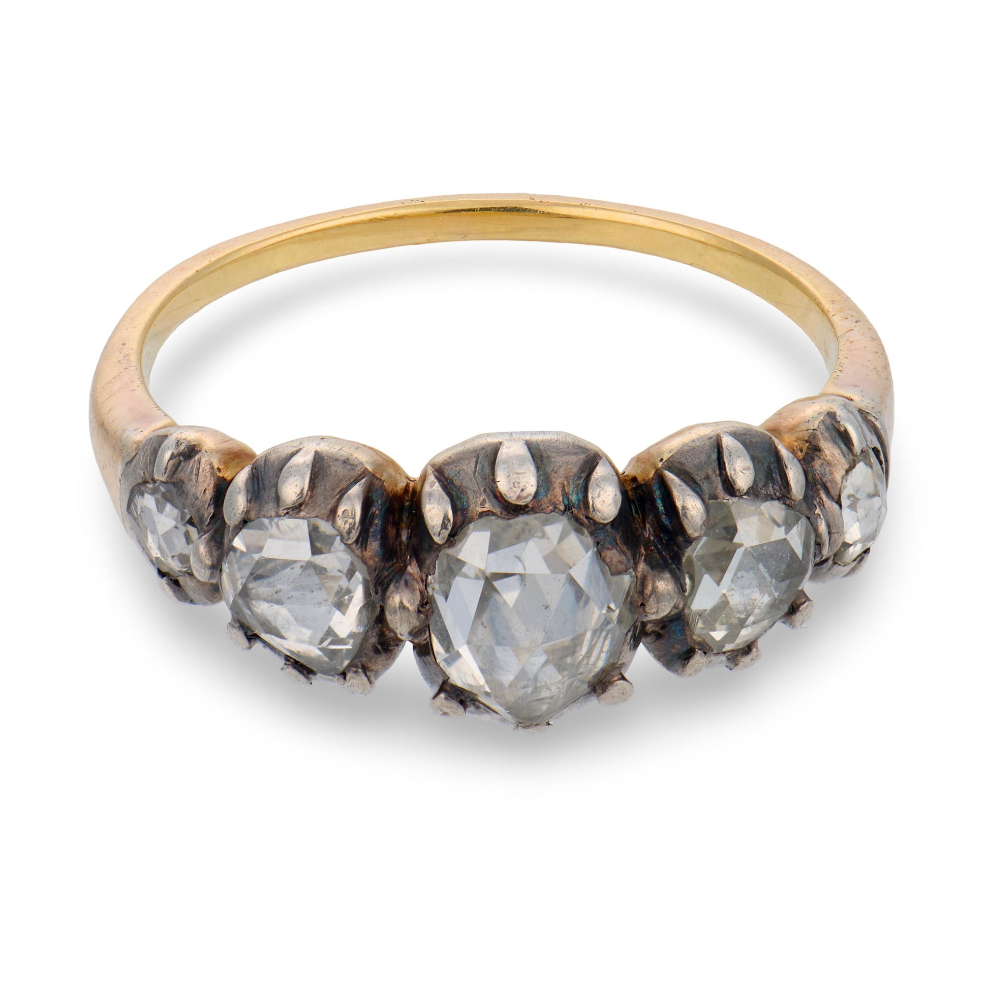 Georgian 18k/Sterling Silver Diamond Five Stone Ring