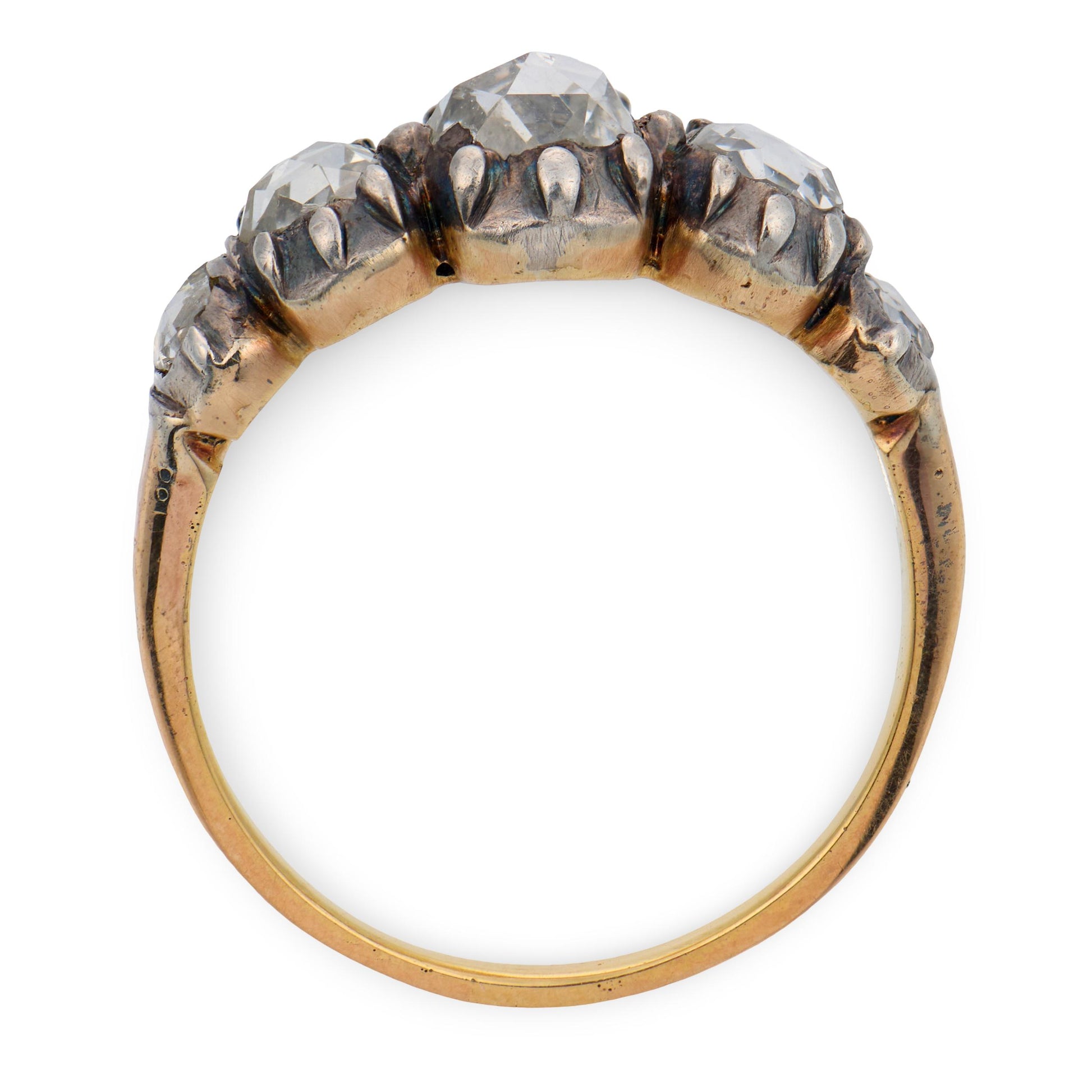 Georgian 18k/Sterling Silver Diamond Five Stone Ring