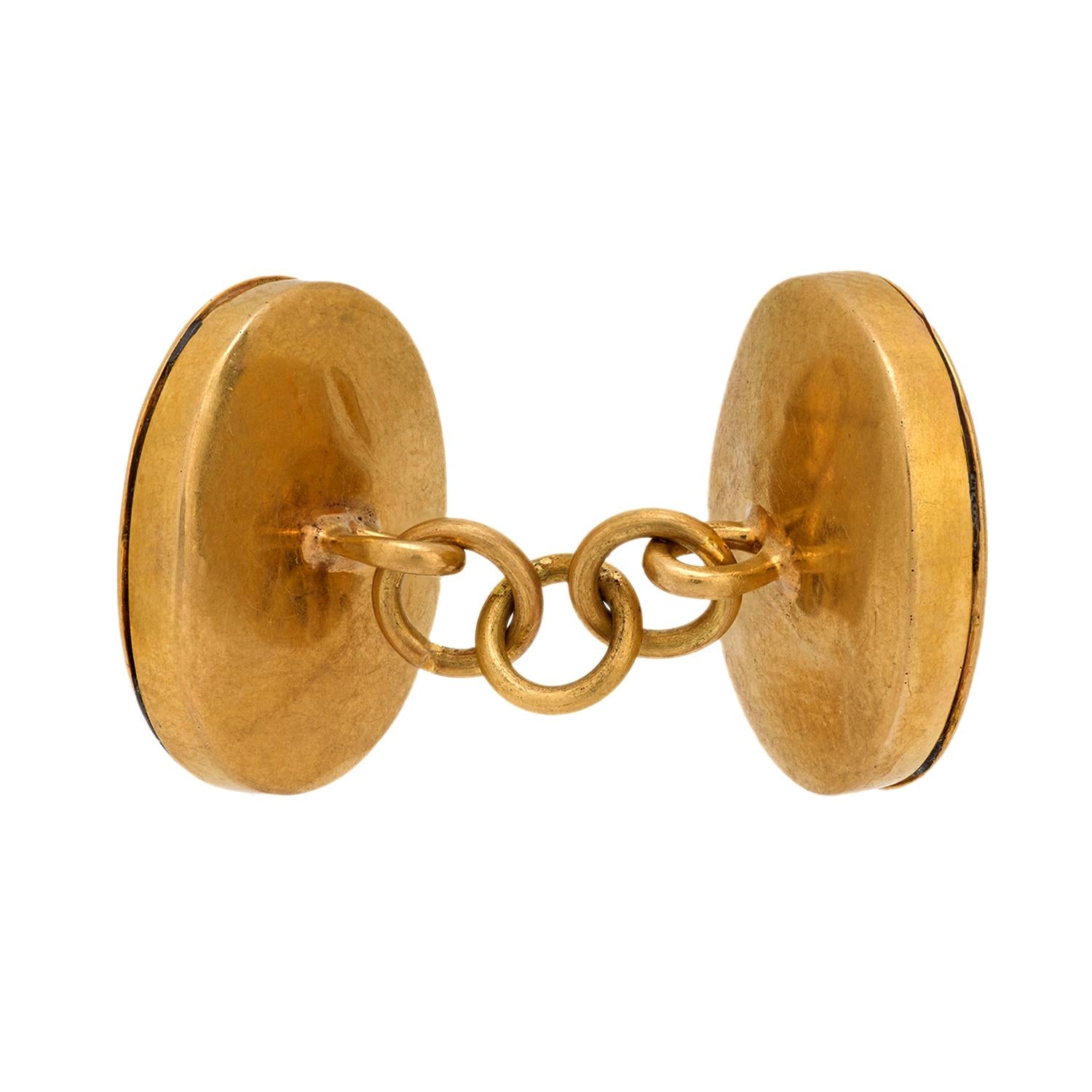Victorian 18k Pietra Dura Fly Motif Cufflinks