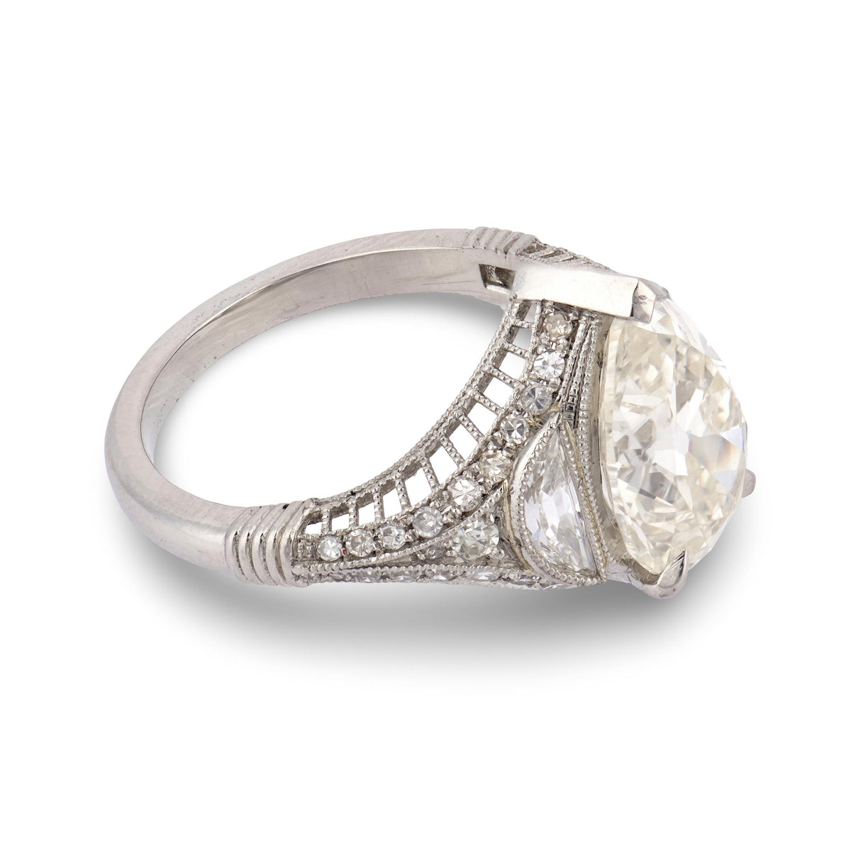 Art Deco Platinum Diamond Engagement Ring 2.60ct