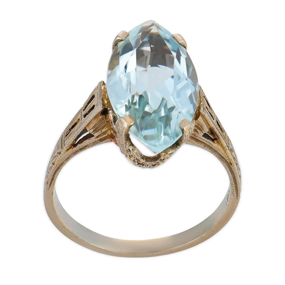 Art Deco 18k Aqua Ring