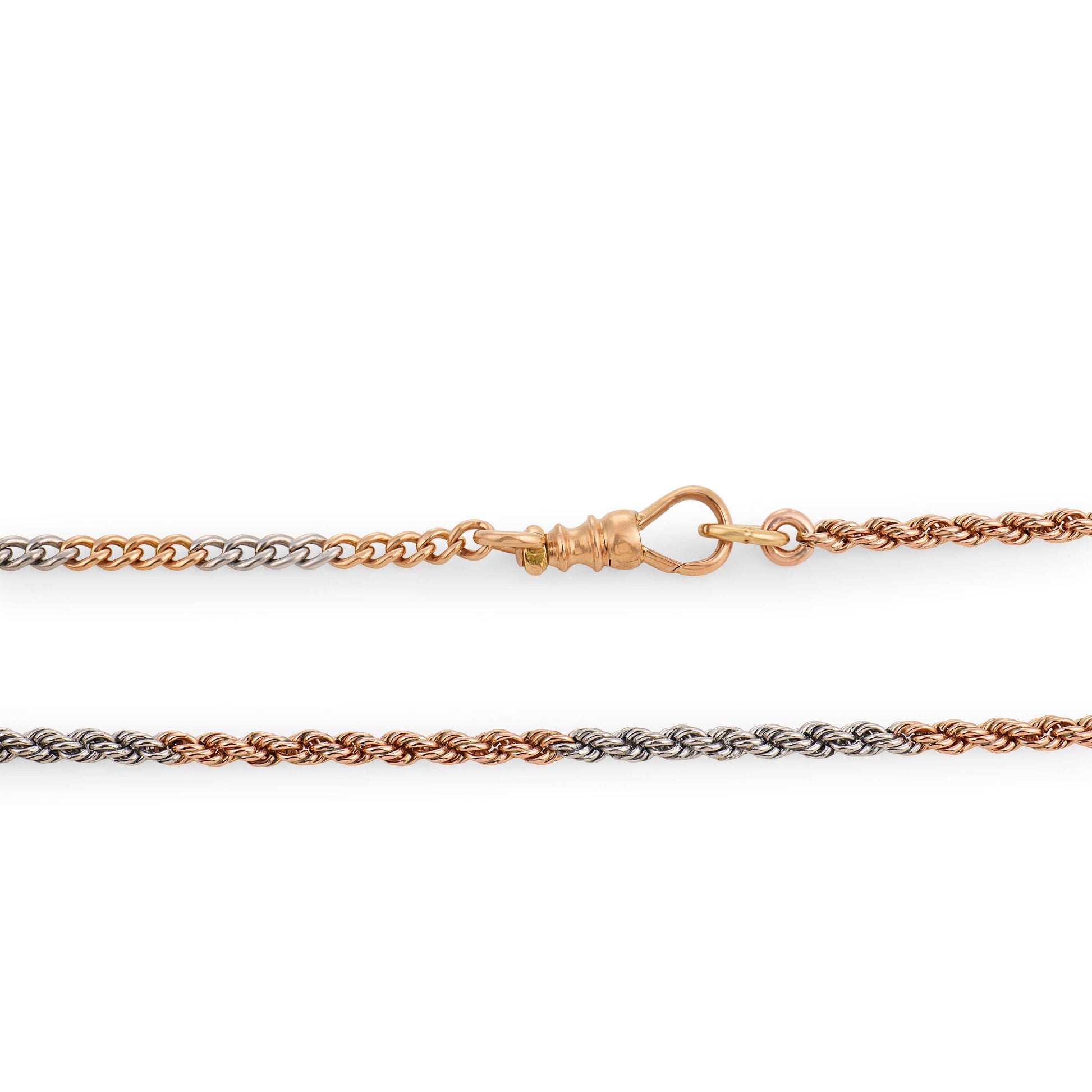 Edwardian 18k/Platinum Knot-Motif Pendant Watch Chain 18"