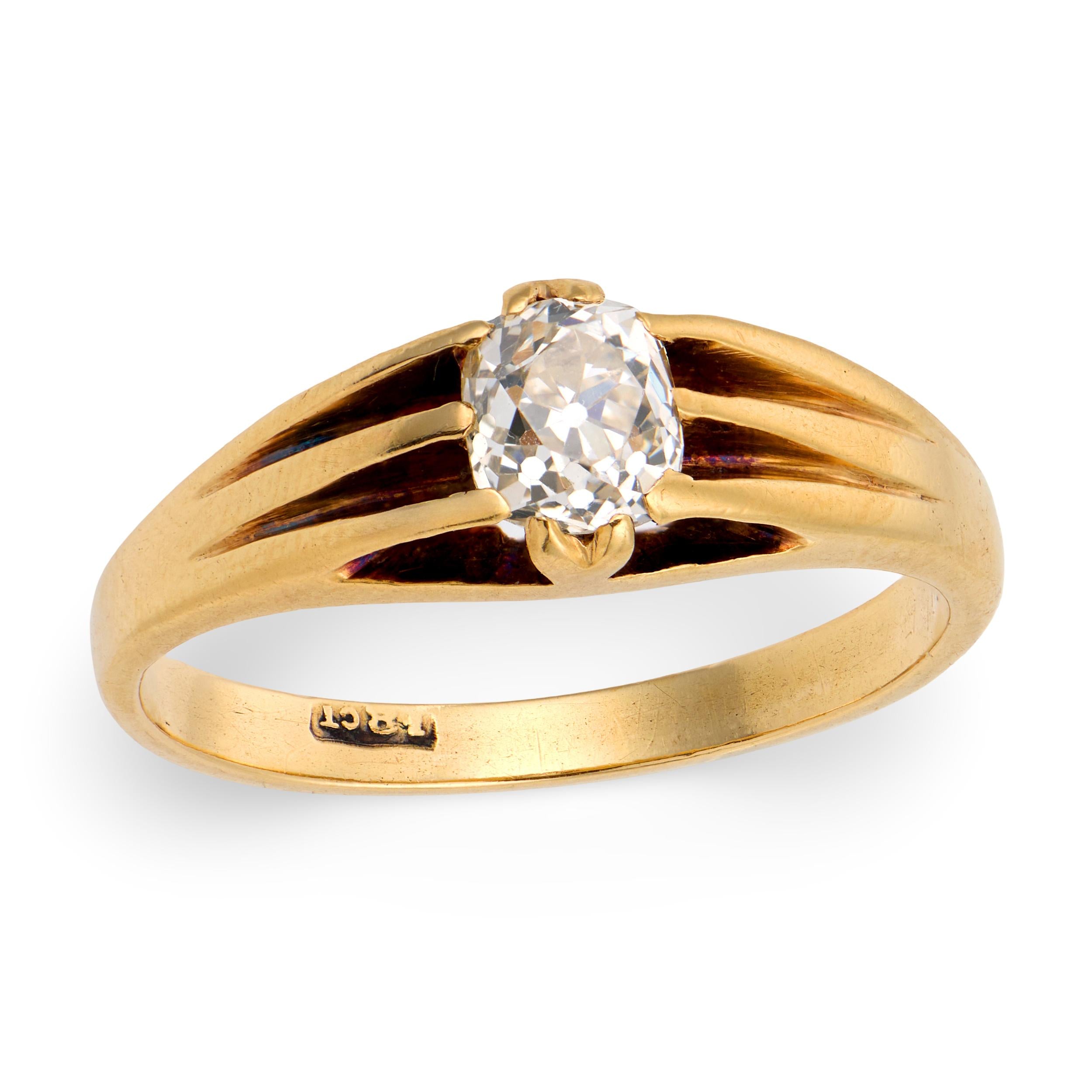 Victorian English 18k Diamond Engagement Ring .75ct