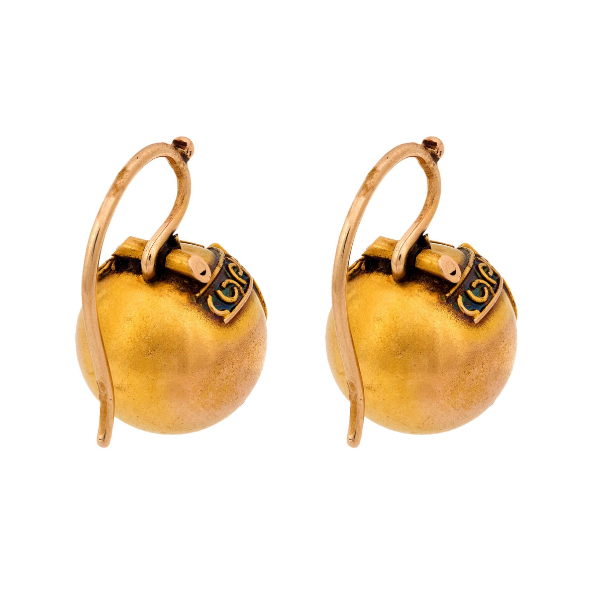 Victorian 14k Diamond Ball Earrings
