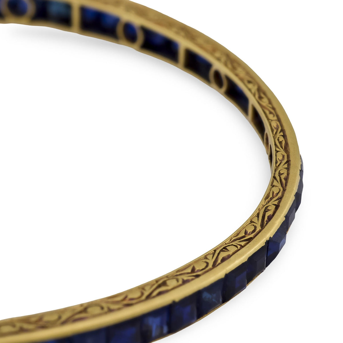 Victorian French 18k Sapphire Bangle Bracelet