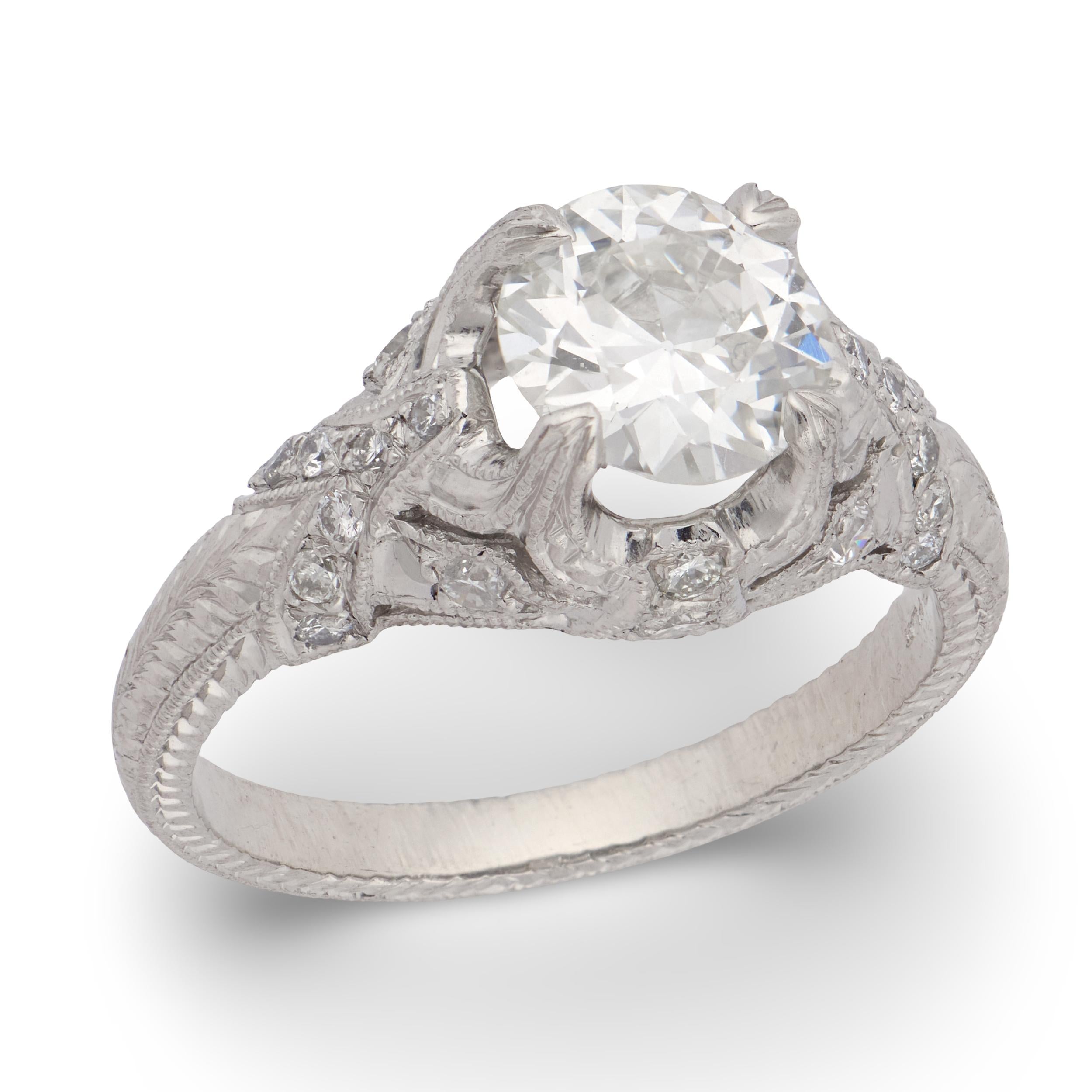 Art Deco Platinum Diamond Engagement Ring 1.25ct