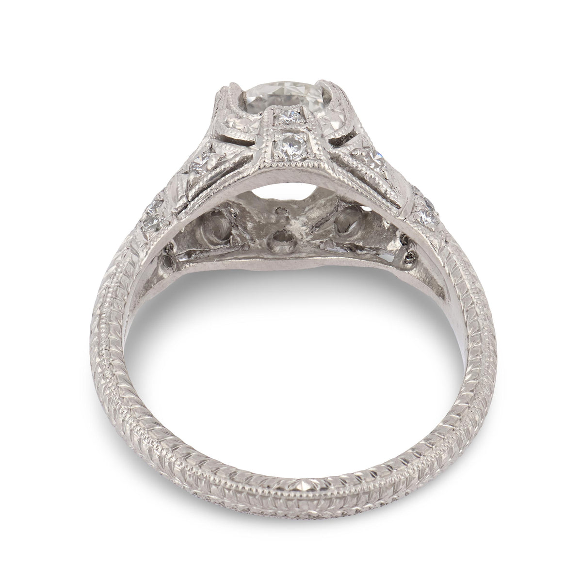 Art Deco Platinum Diamond Engagement Ring 1.25ct
