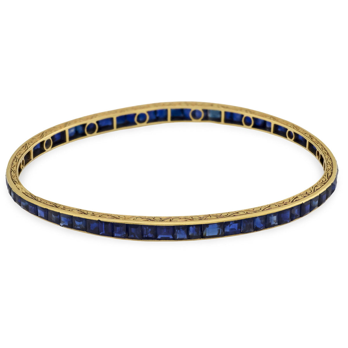 Victorian French 18k Sapphire Bangle Bracelet