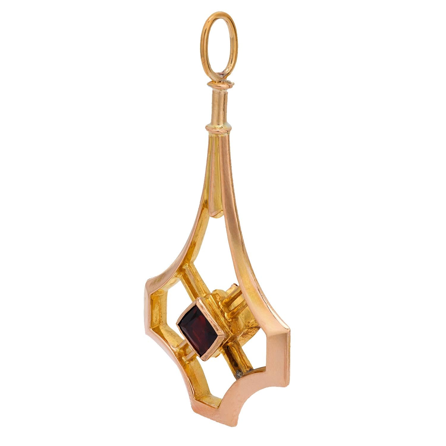 Art Nouveau 14k Garnet Pendant