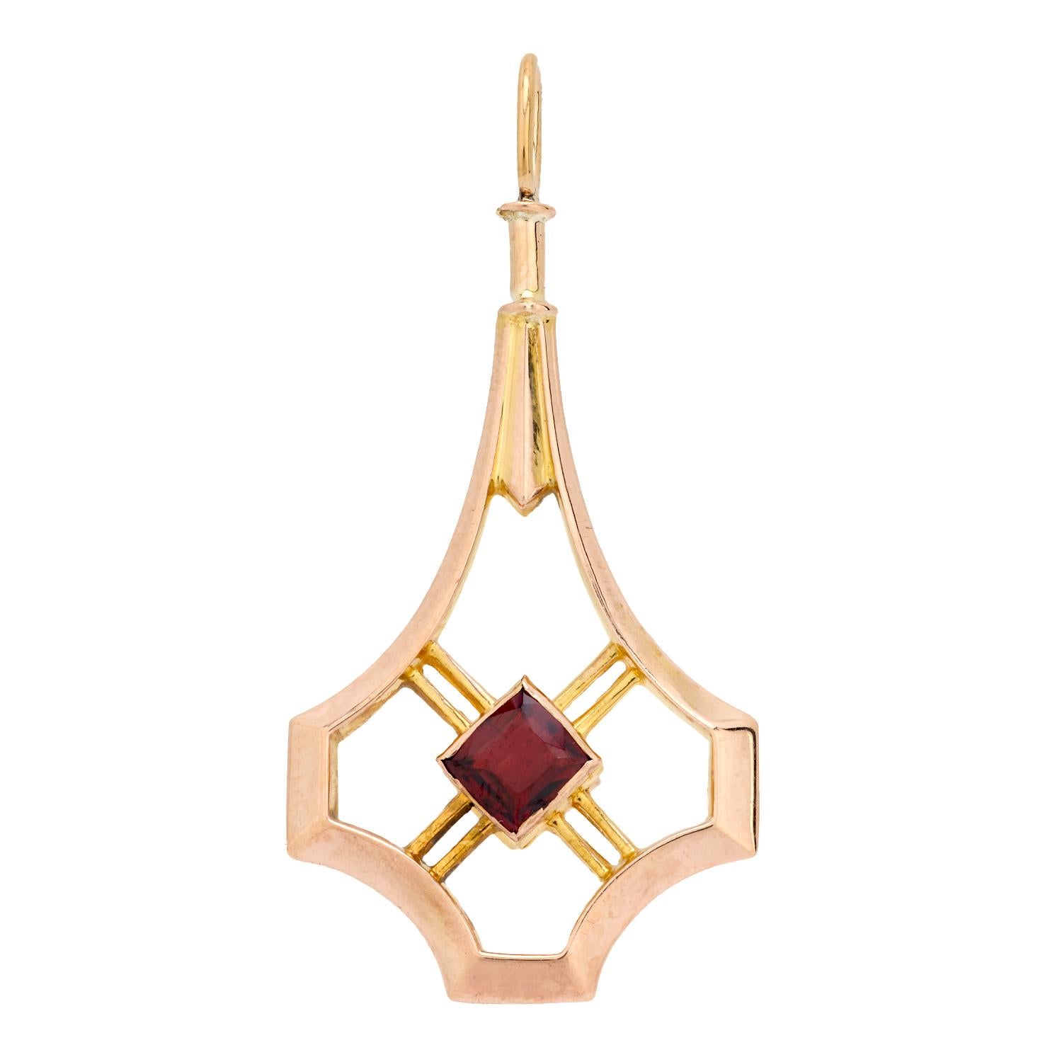 Art Nouveau 14k Garnet Pendant
